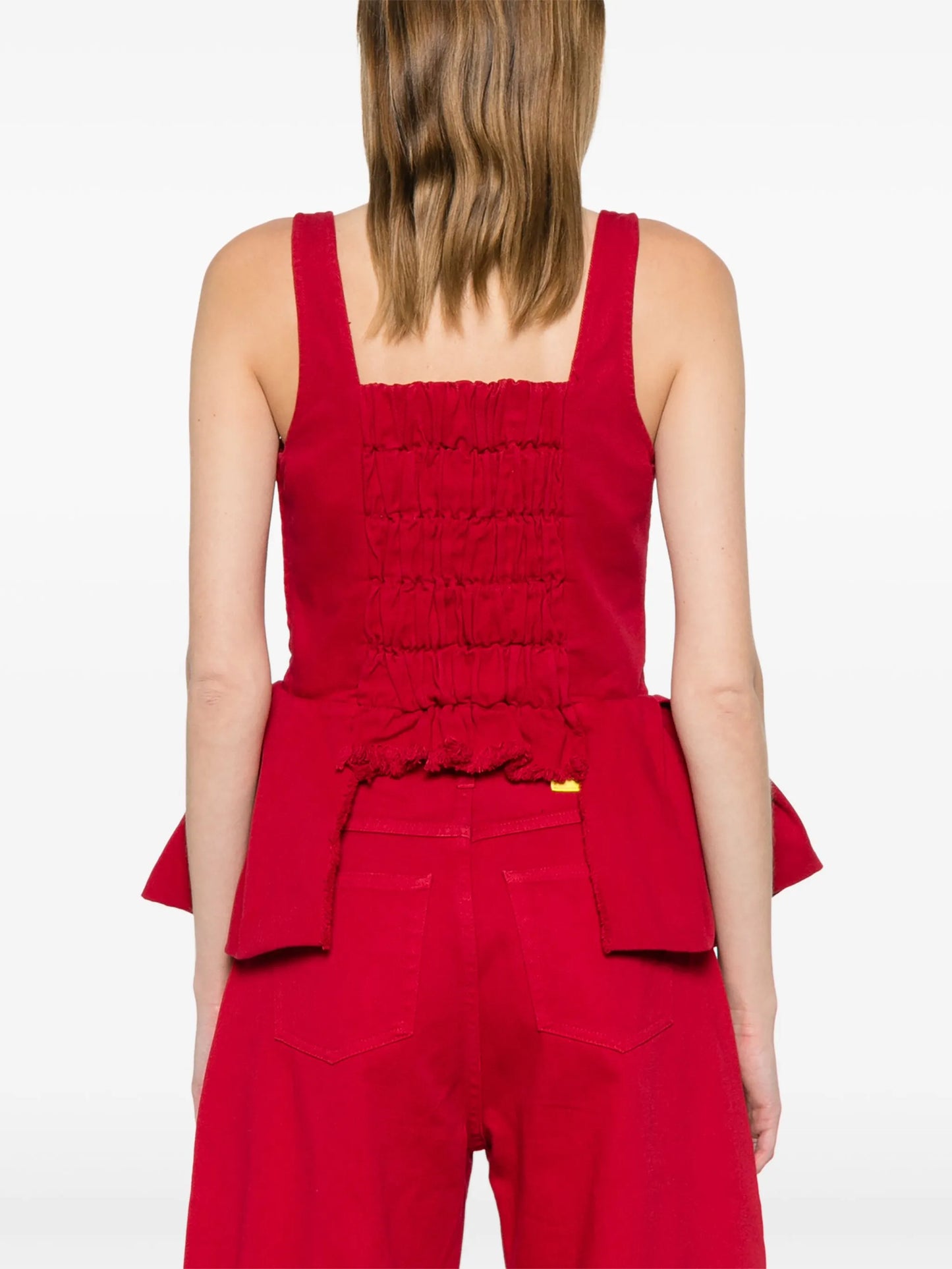 ruffled denim corset top