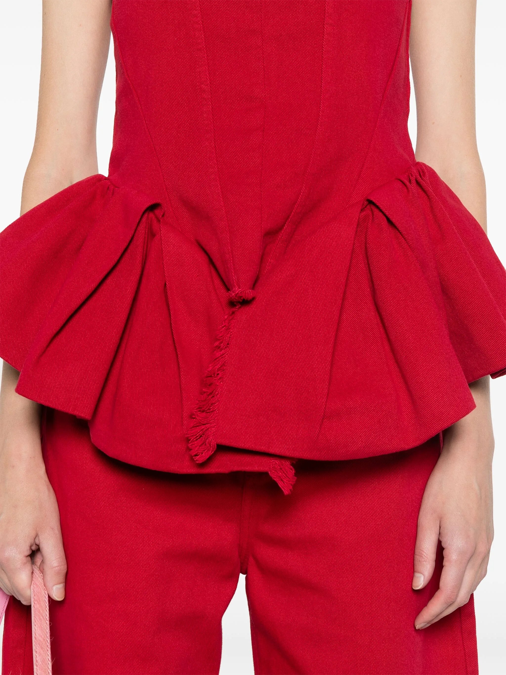 ruffled denim corset top
