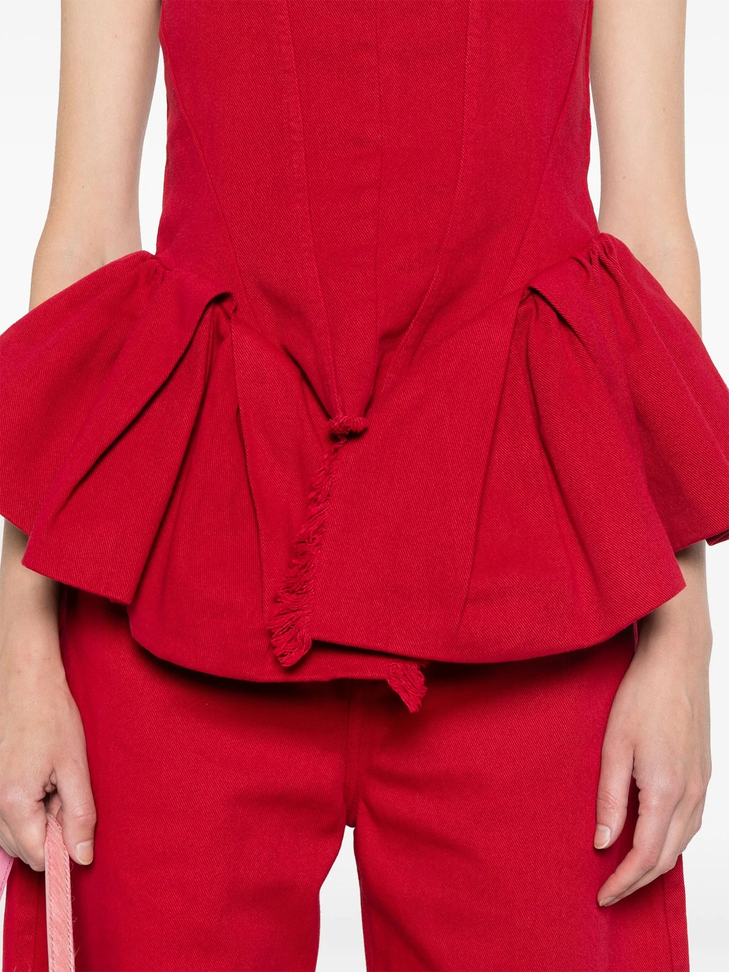 ruffled denim corset top
