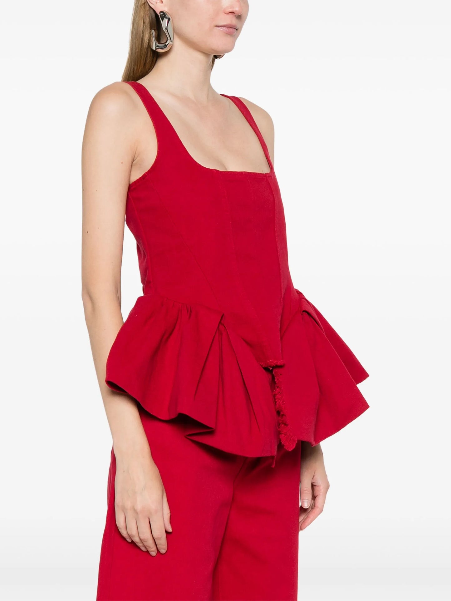 ruffled denim corset top