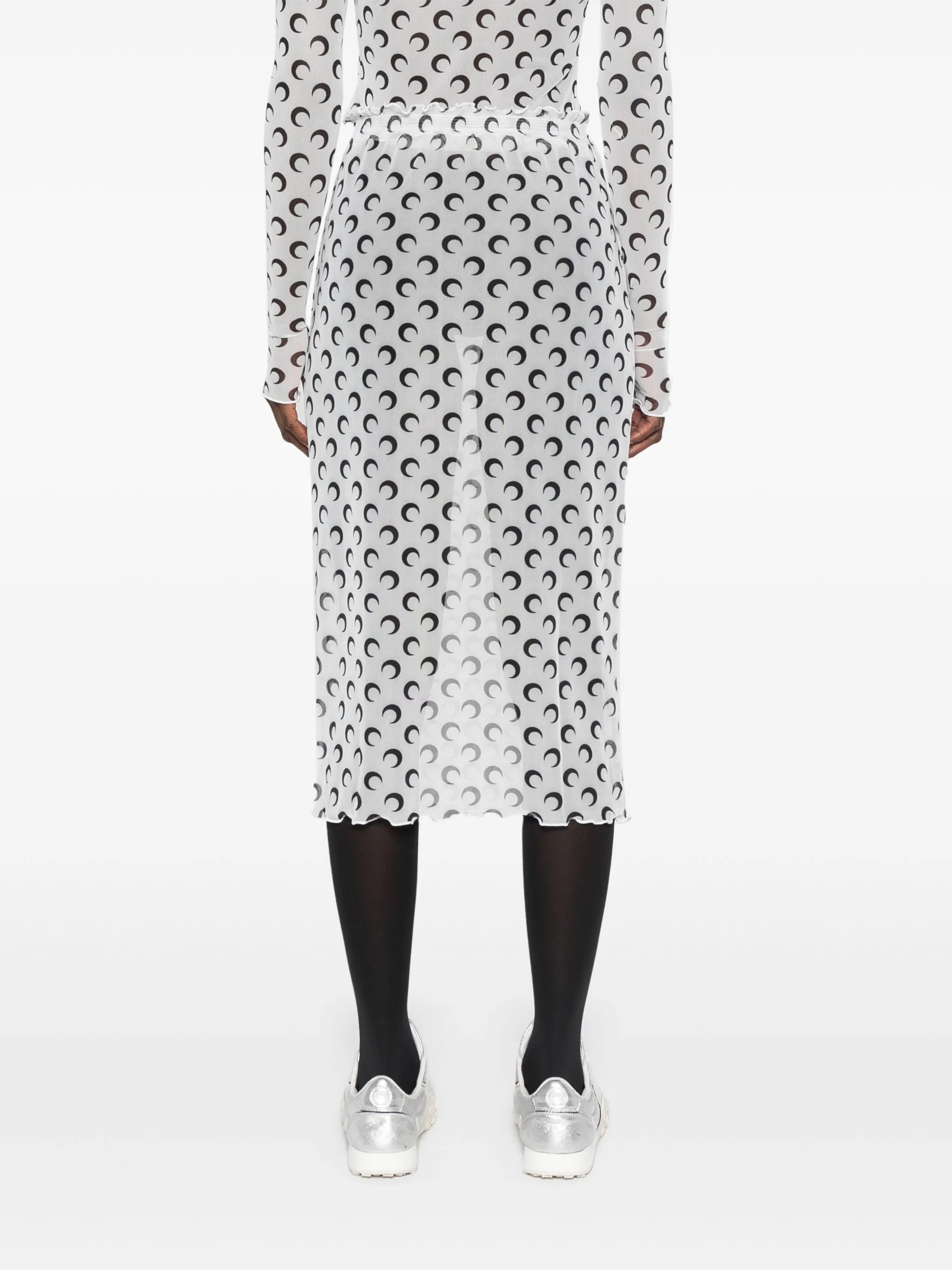 crescent-moon-print midi skirt