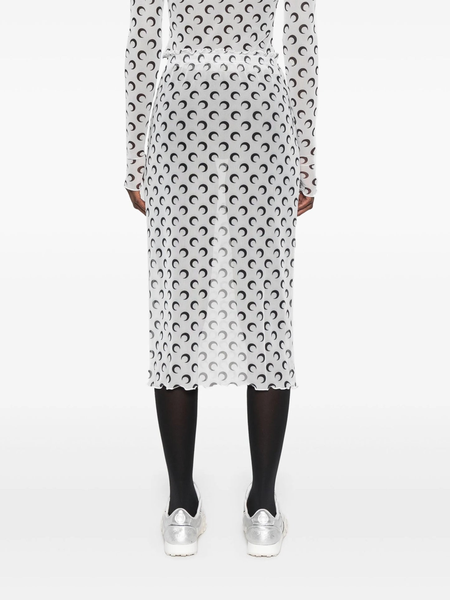 crescent-moon-print midi skirt