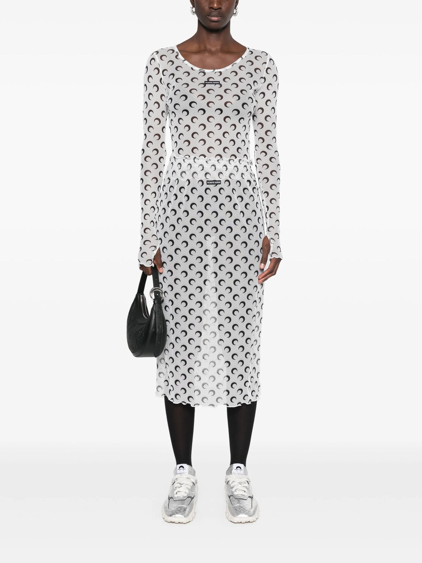 crescent-moon-print midi skirt
