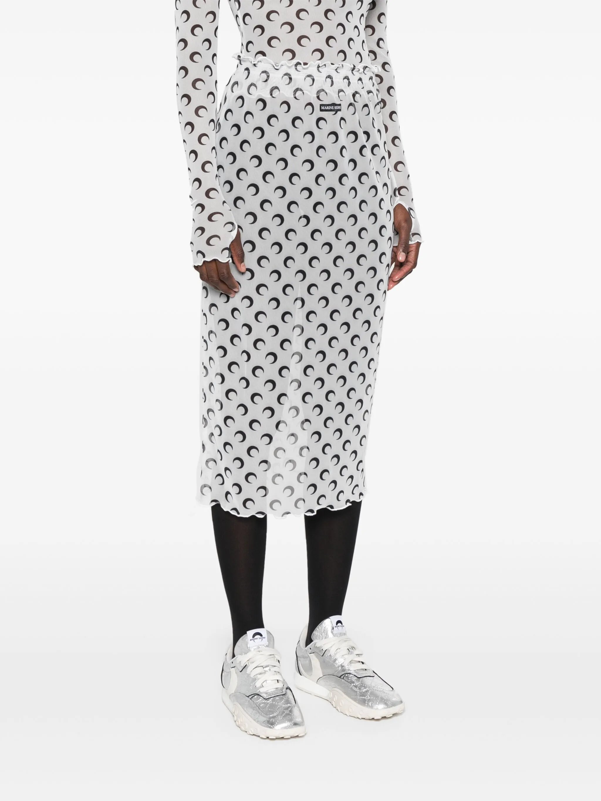 crescent-moon-print midi skirt