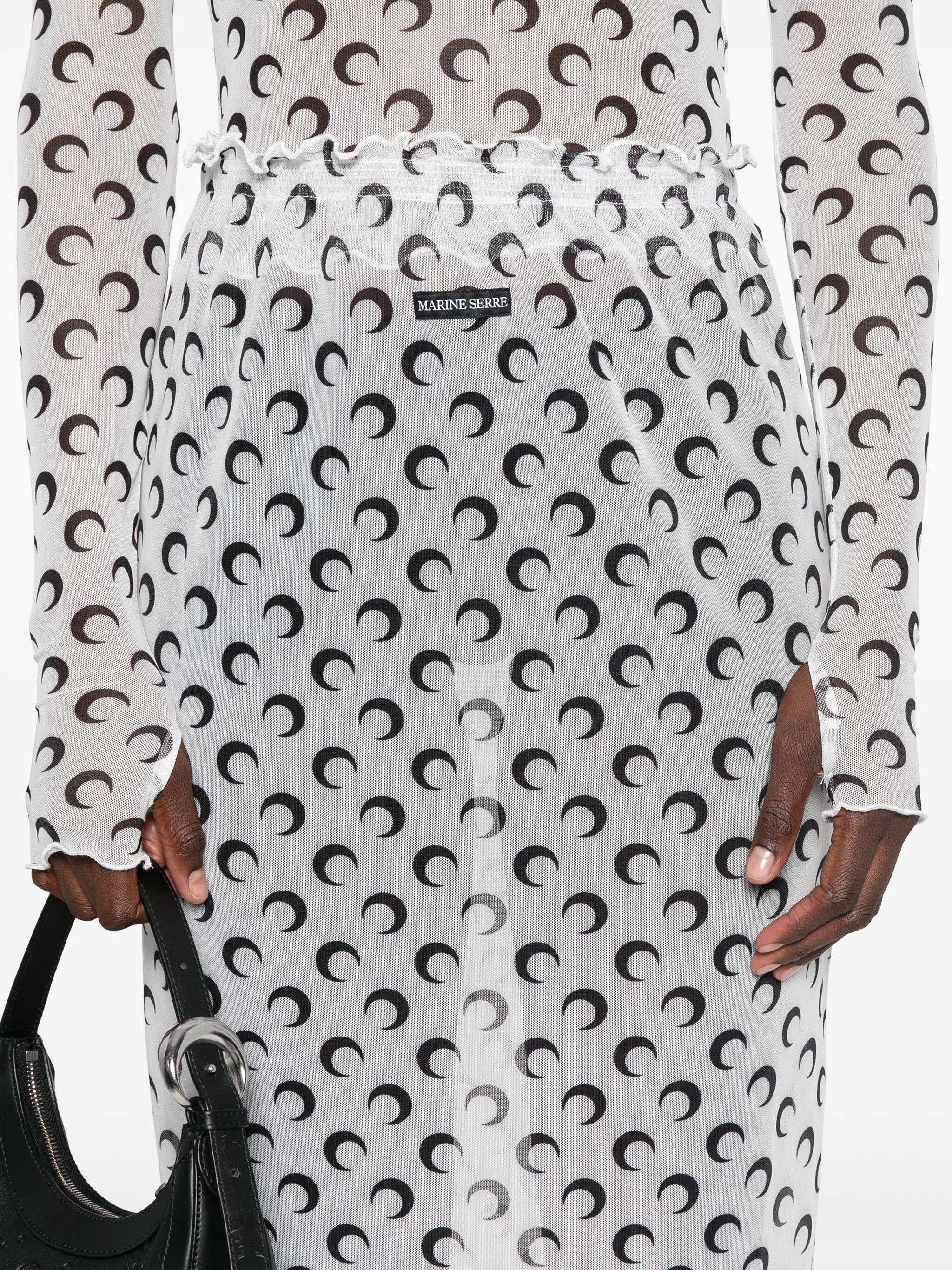 crescent-moon-print midi skirt