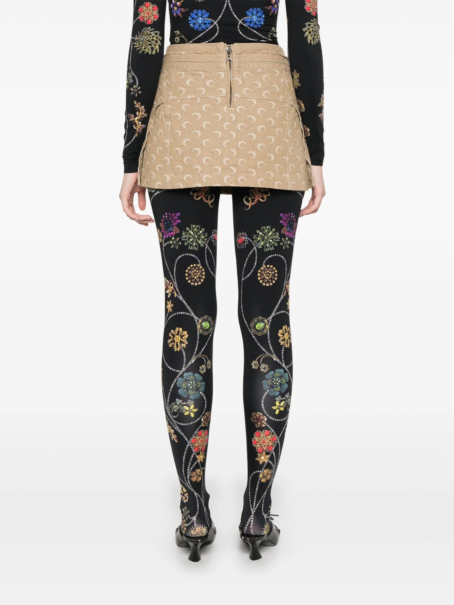 Moon-jacquard mini skirt