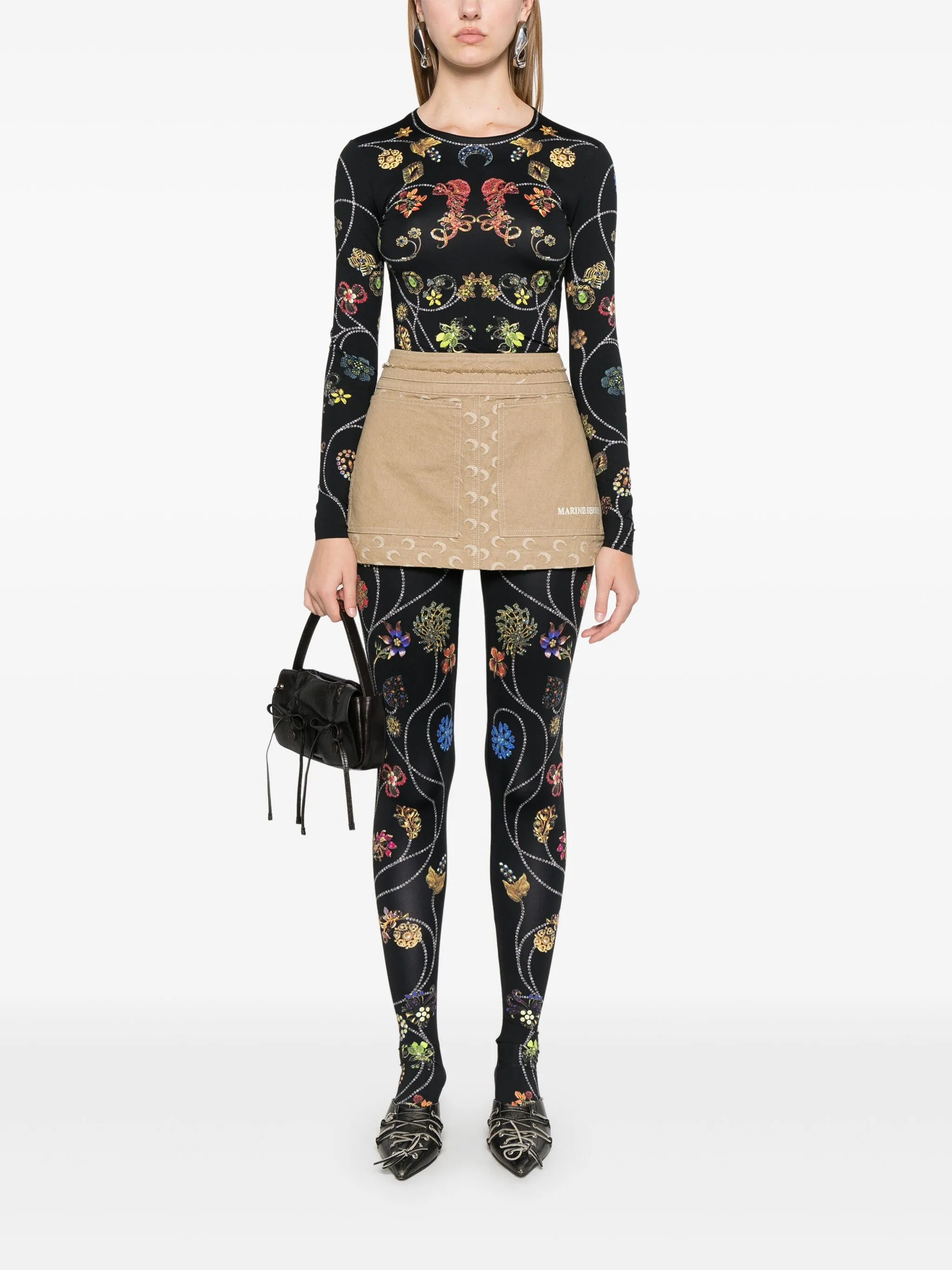 Moon-jacquard mini skirt