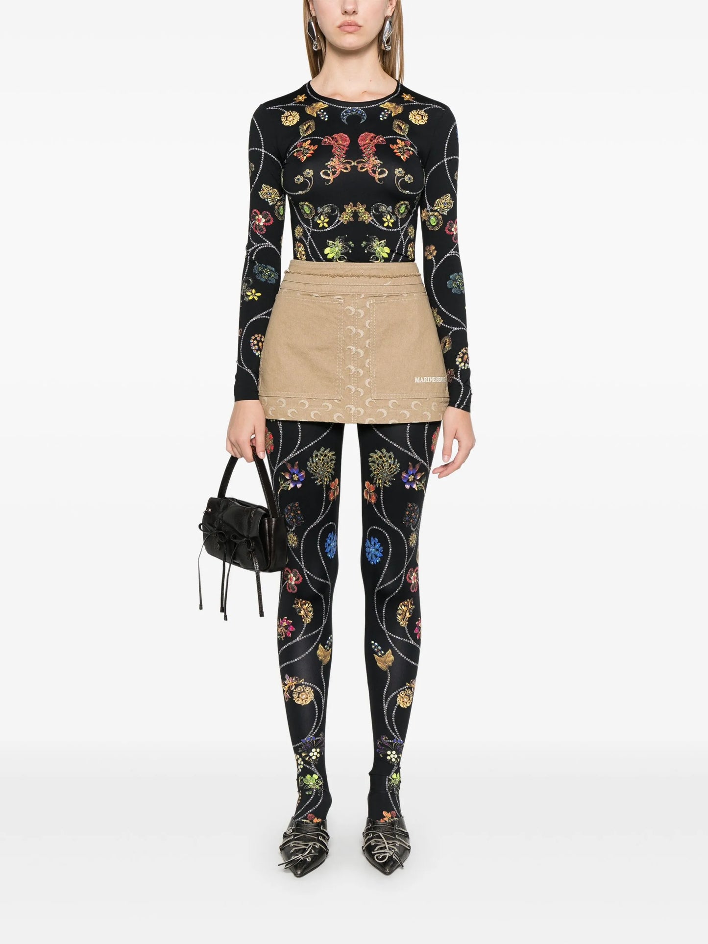 Moon-jacquard mini skirt
