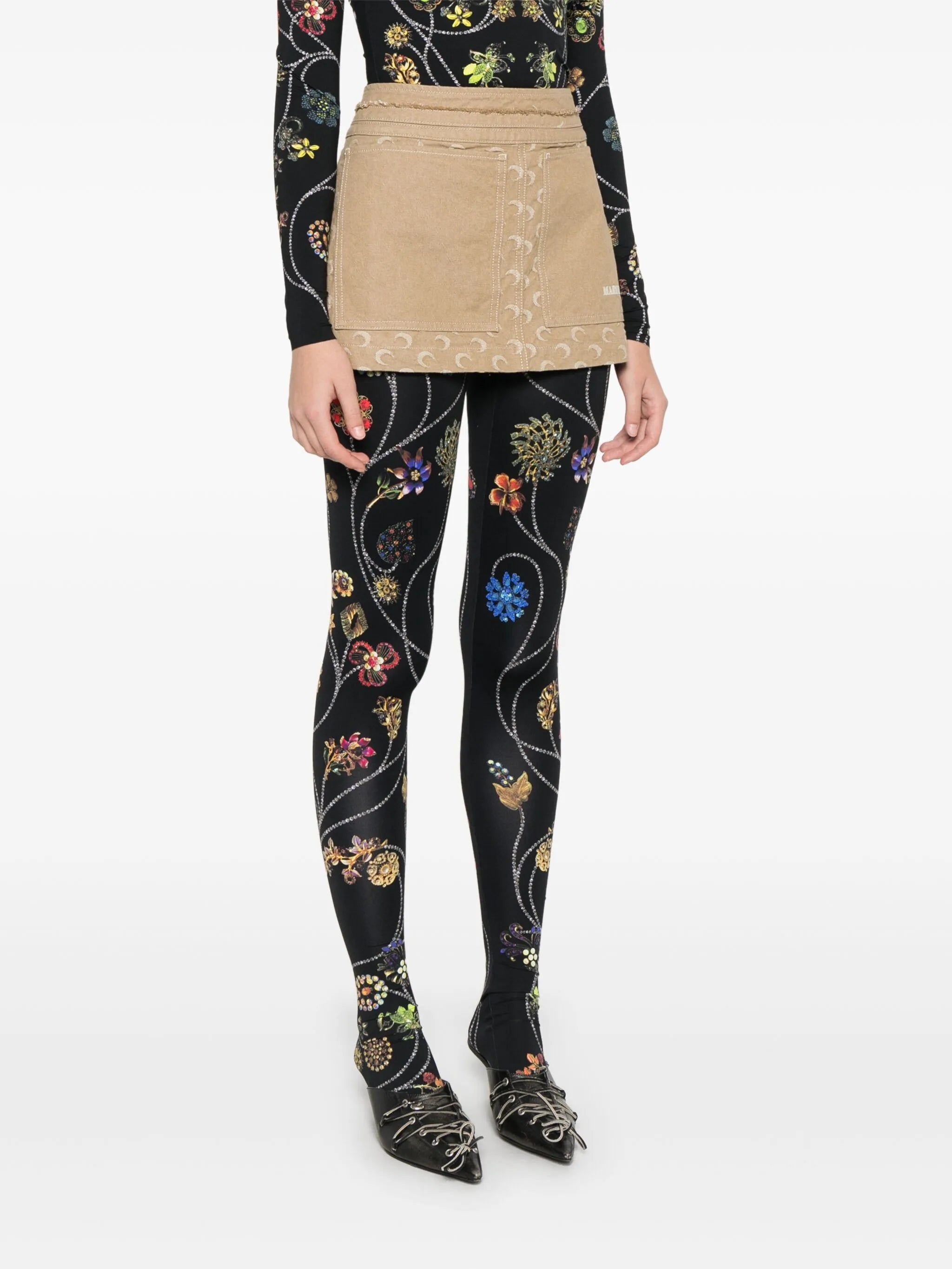 Moon-jacquard mini skirt