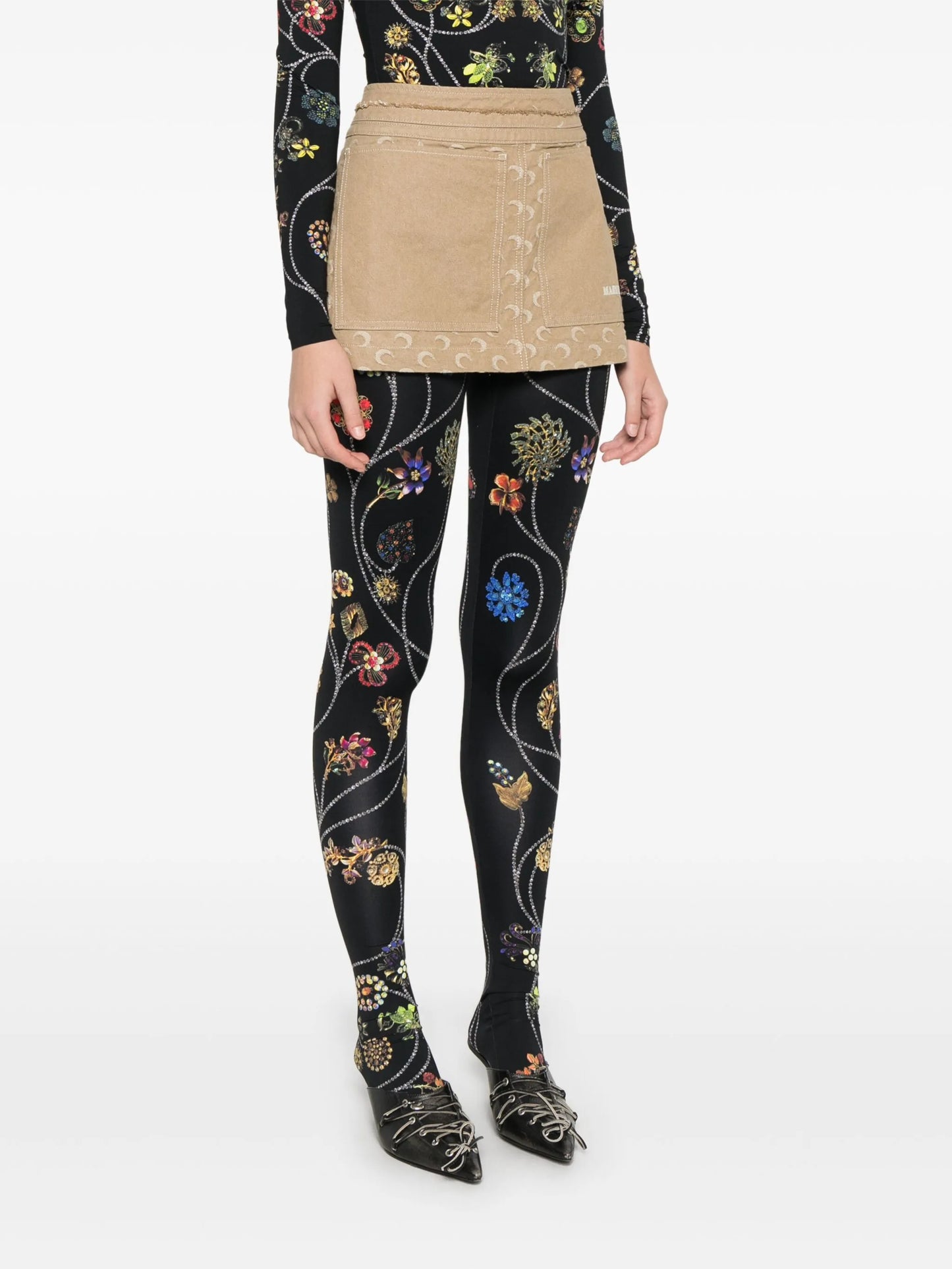 Moon-jacquard mini skirt