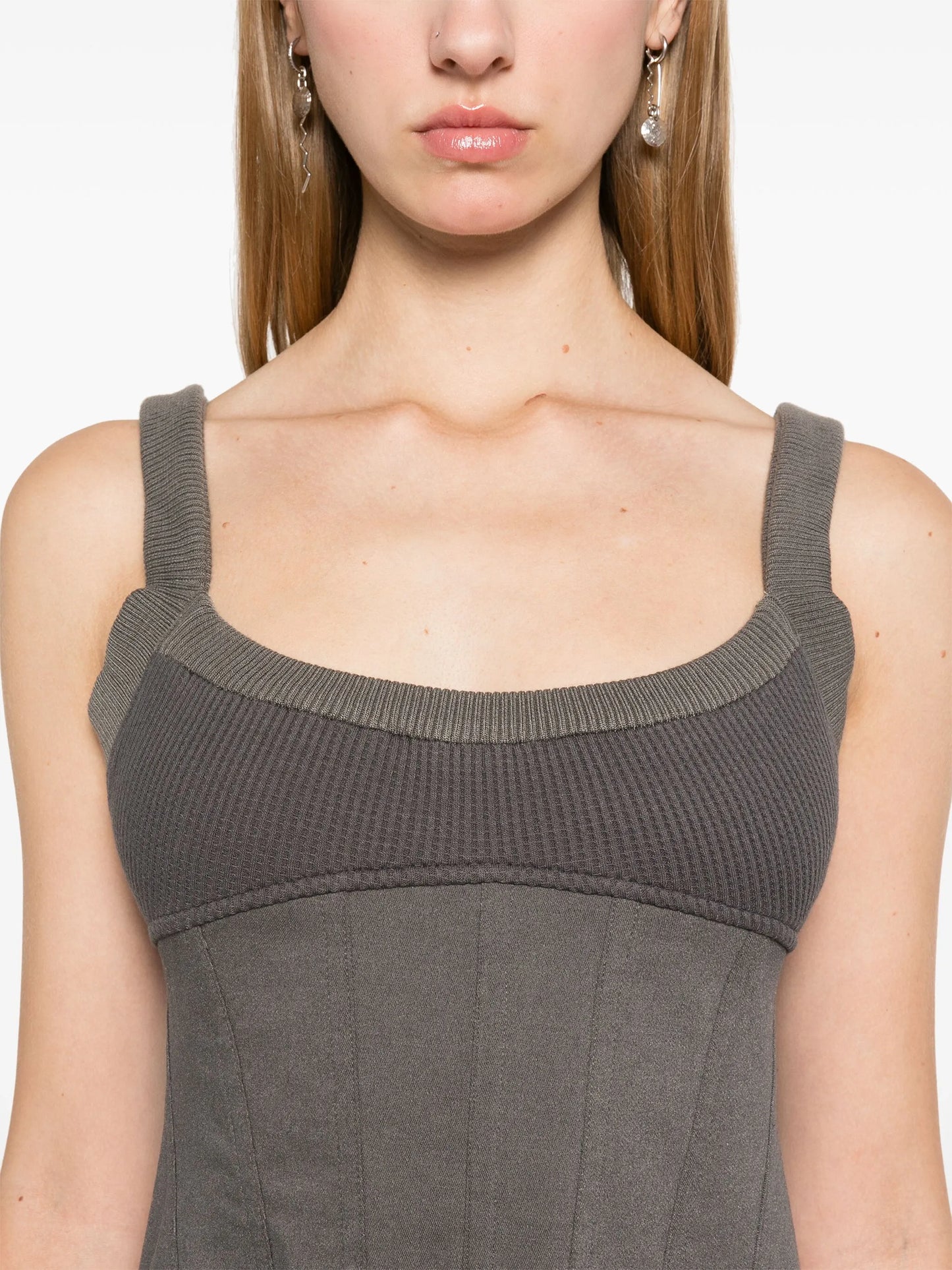 waffle-knit corset mini dress