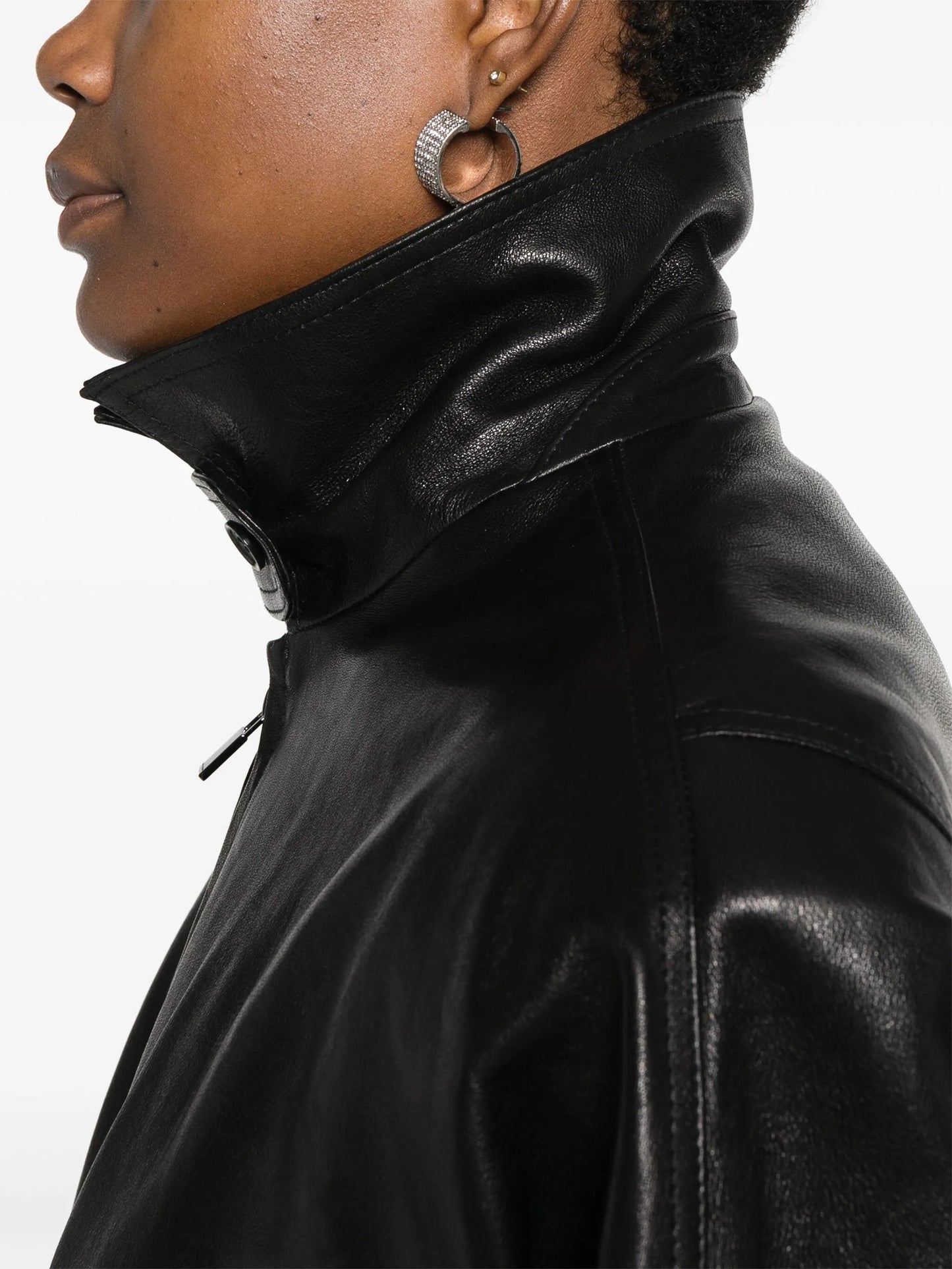 cinched leather jacket