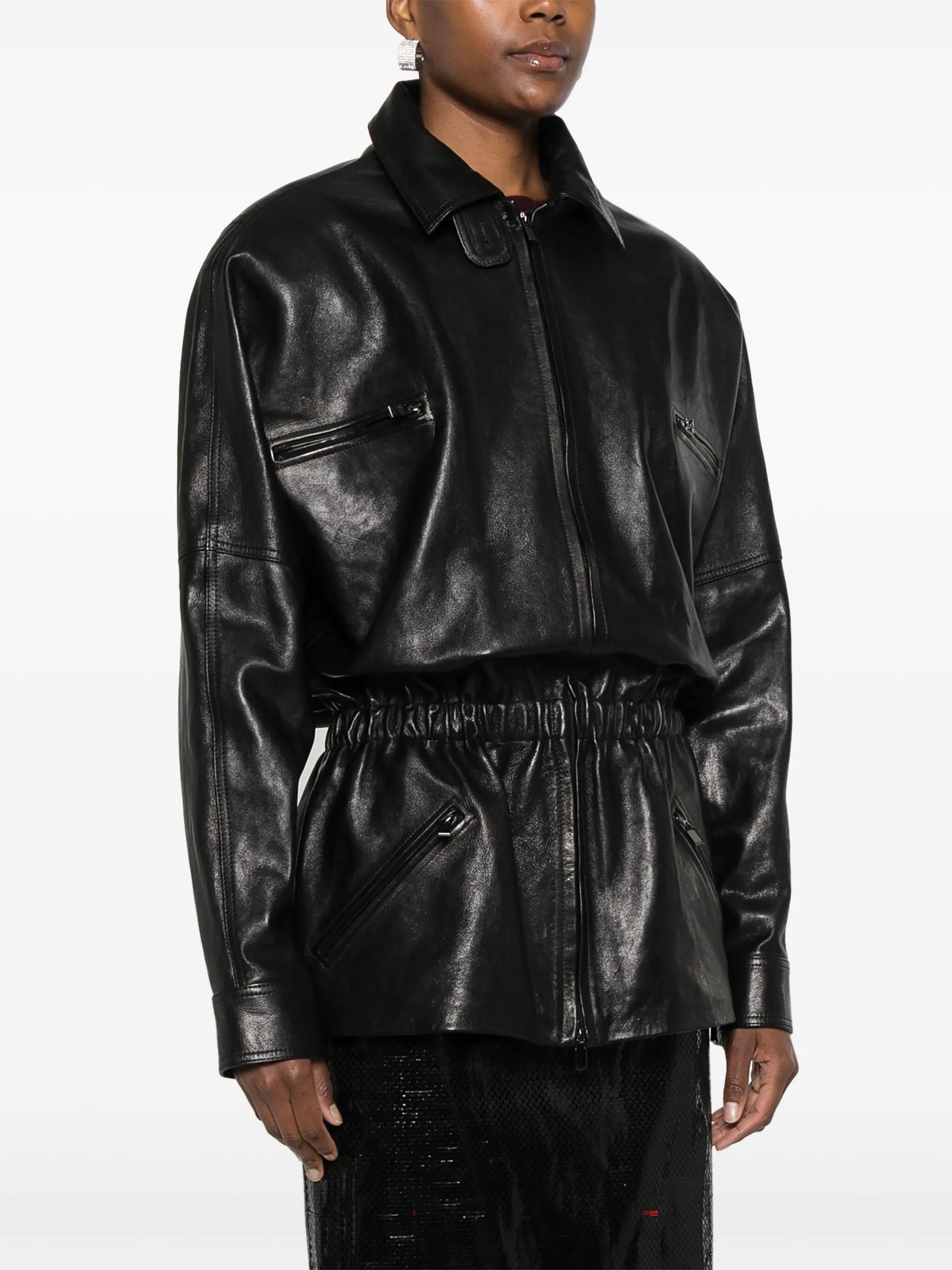cinched leather jacket