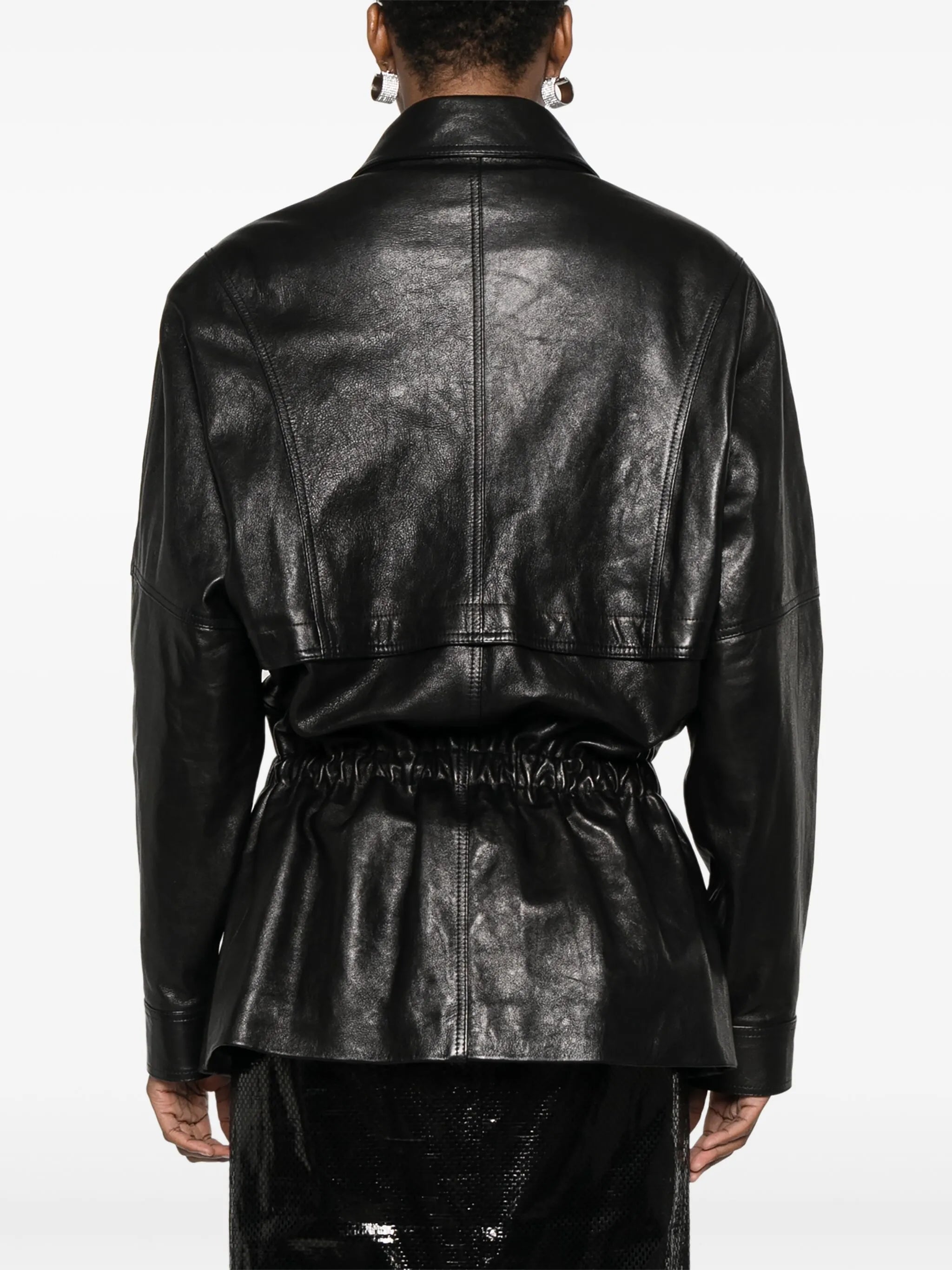 cinched leather jacket