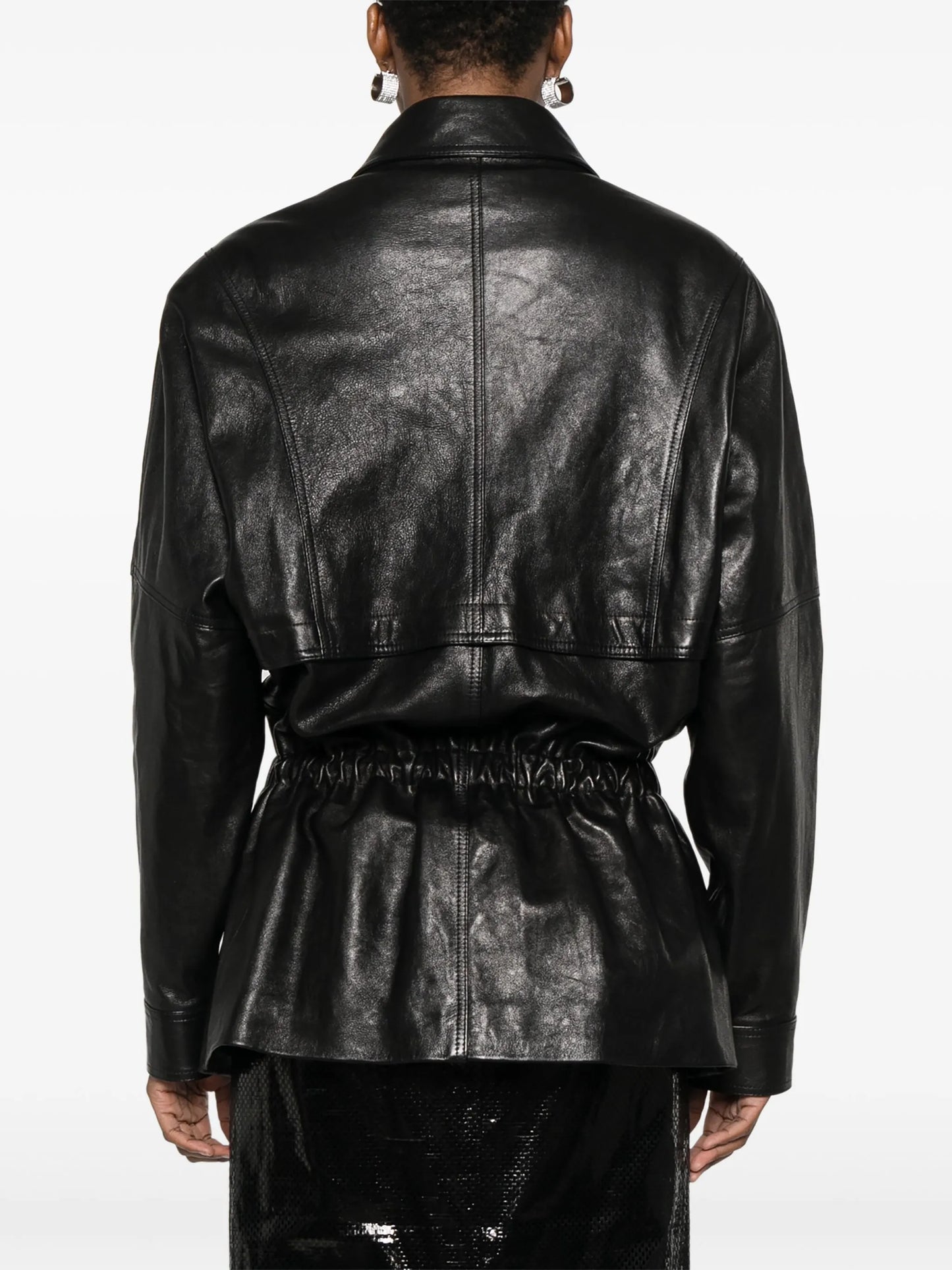 cinched leather jacket