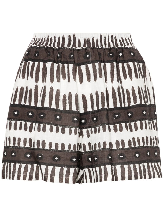 abstract-print linen shorts