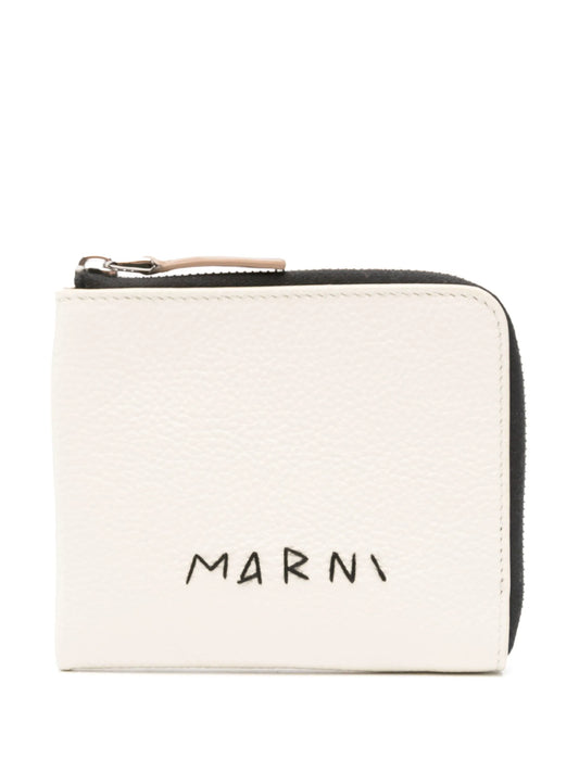 logo-embroidered leather wallet