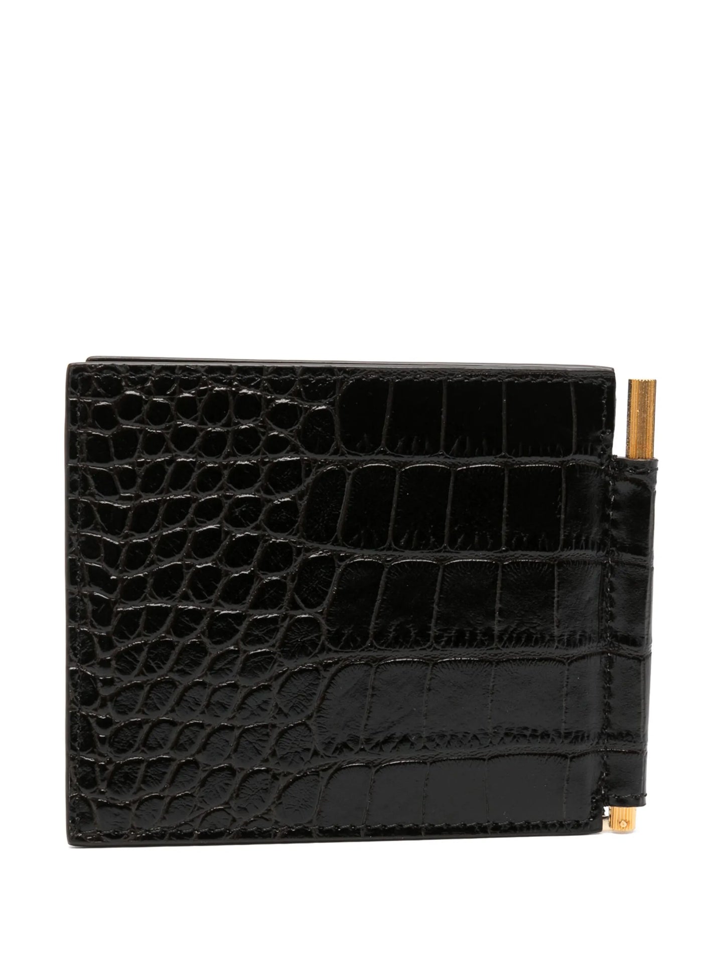 crocodile-embossed money clip wallet
