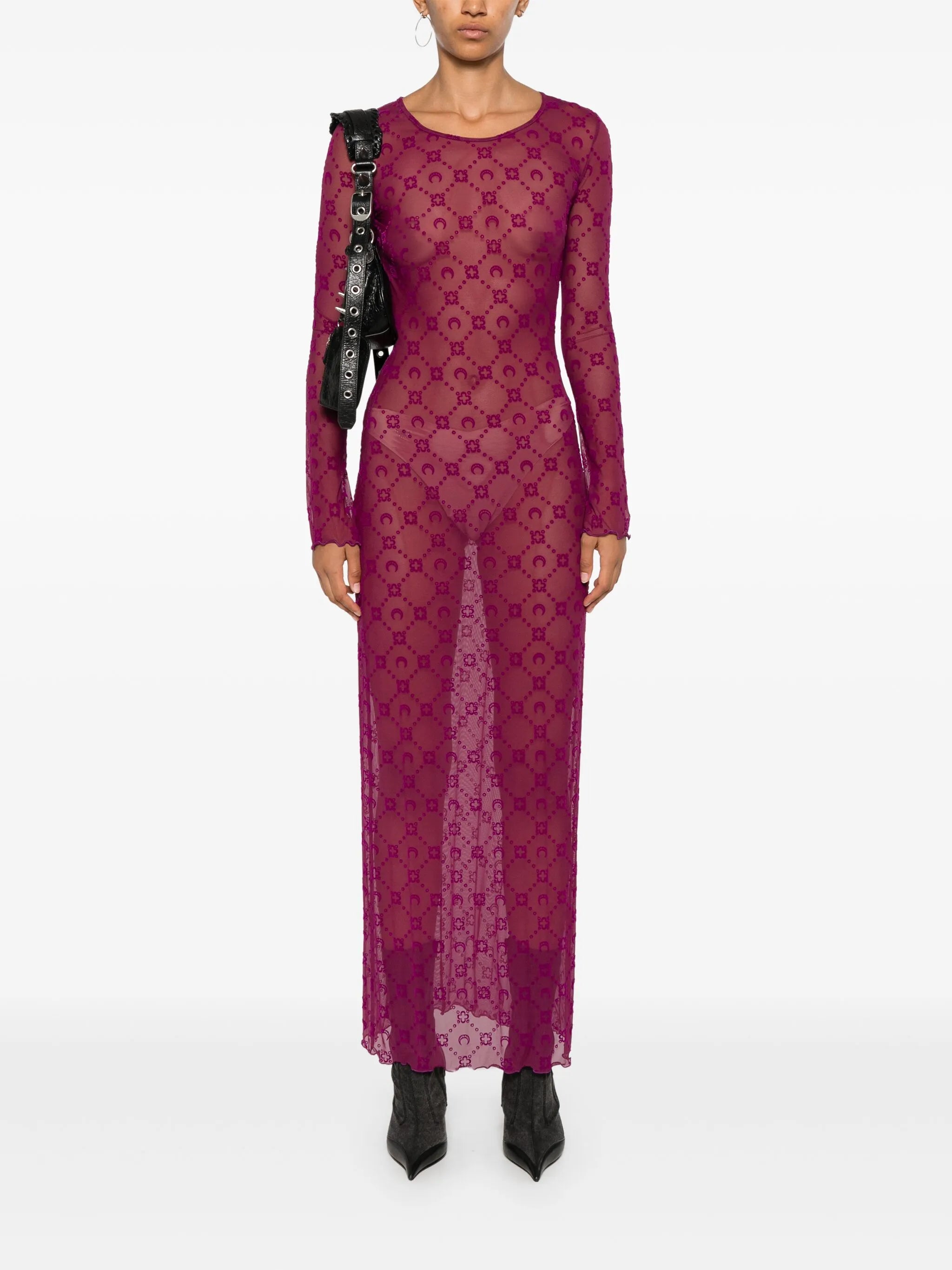 Moonogram mesh maxi dress
