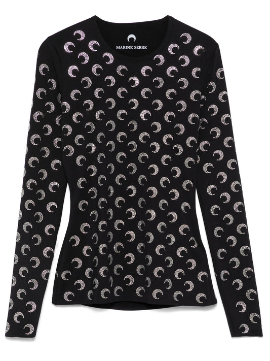 Crescent Moon strass-embellished top