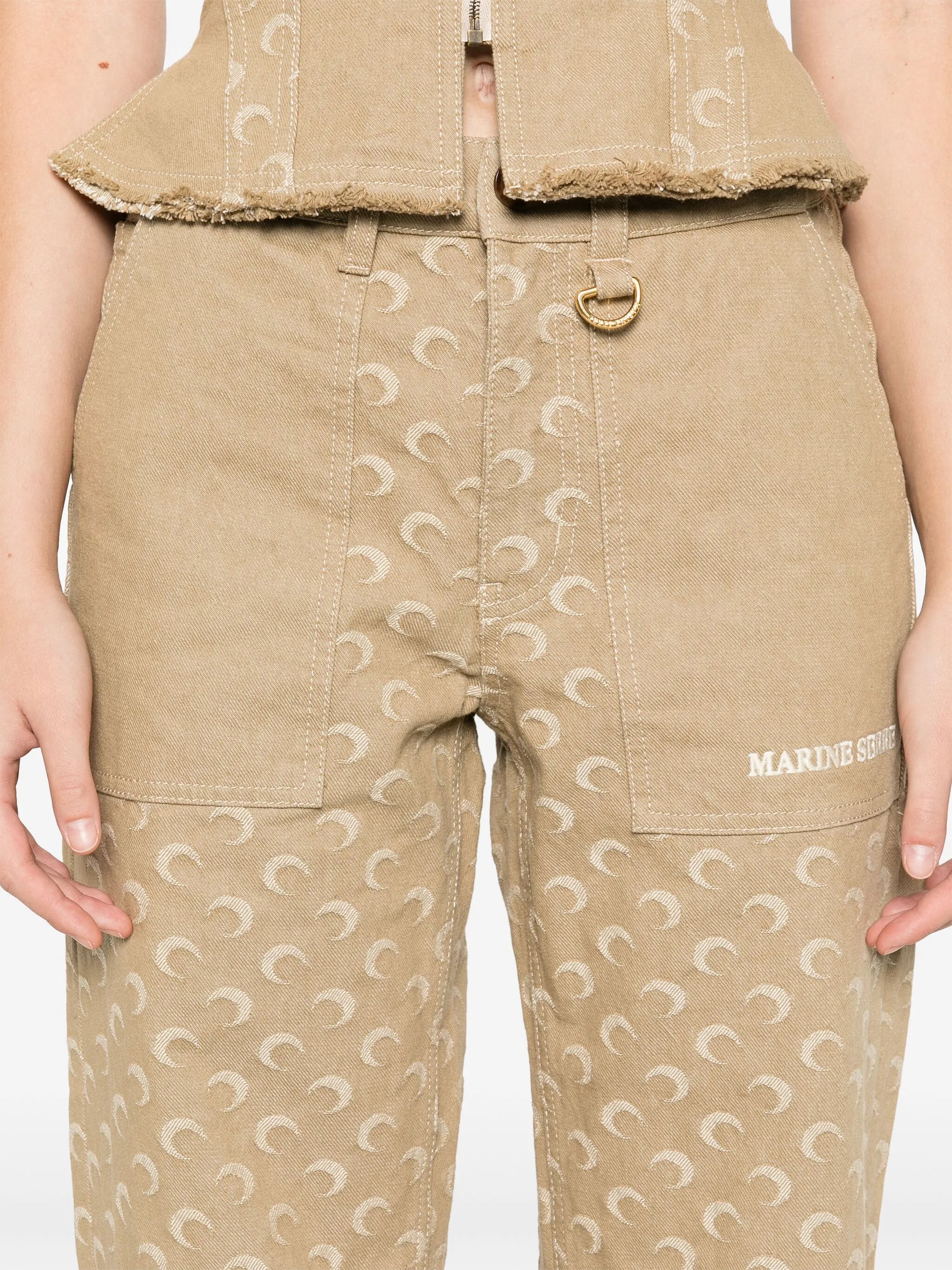 Moon-jacquard twill trousers