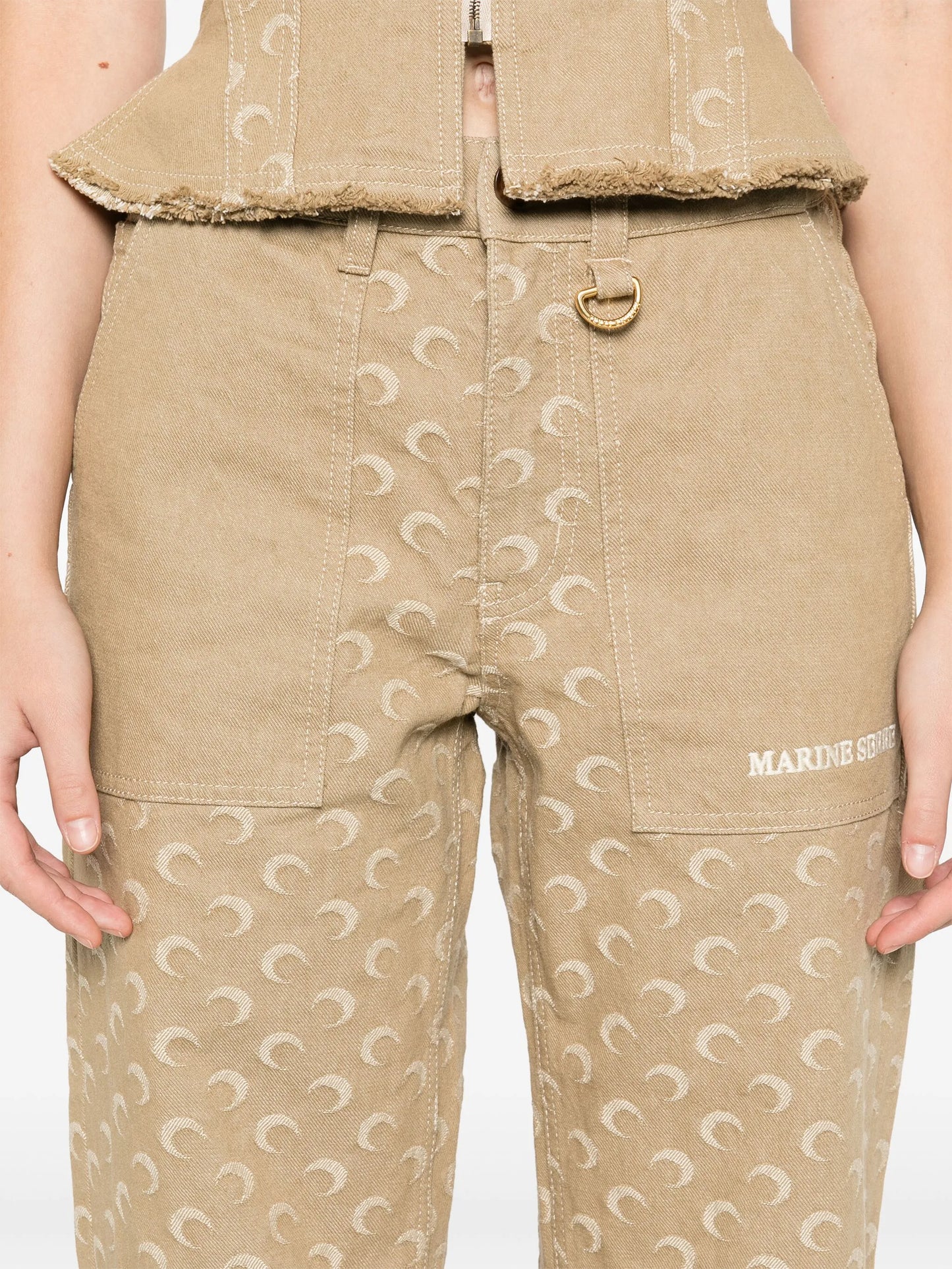 Moon-jacquard twill trousers