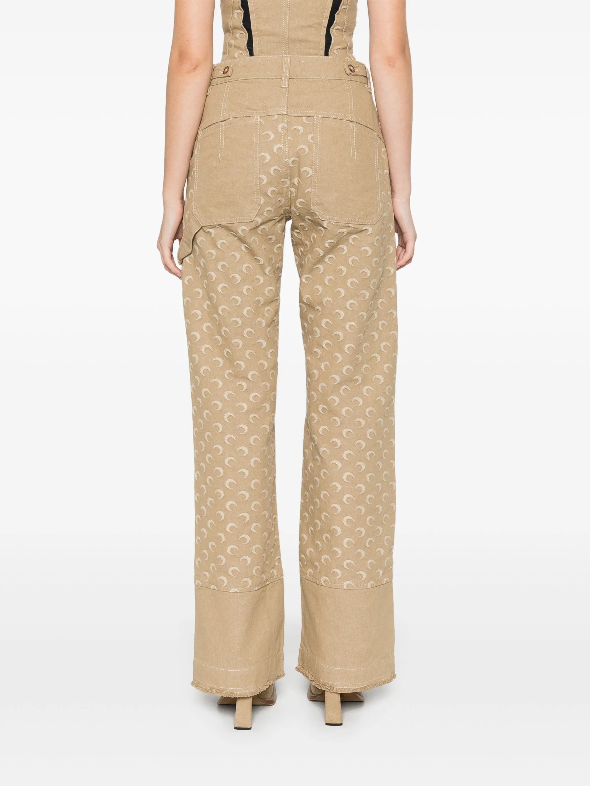 Moon-jacquard twill trousers