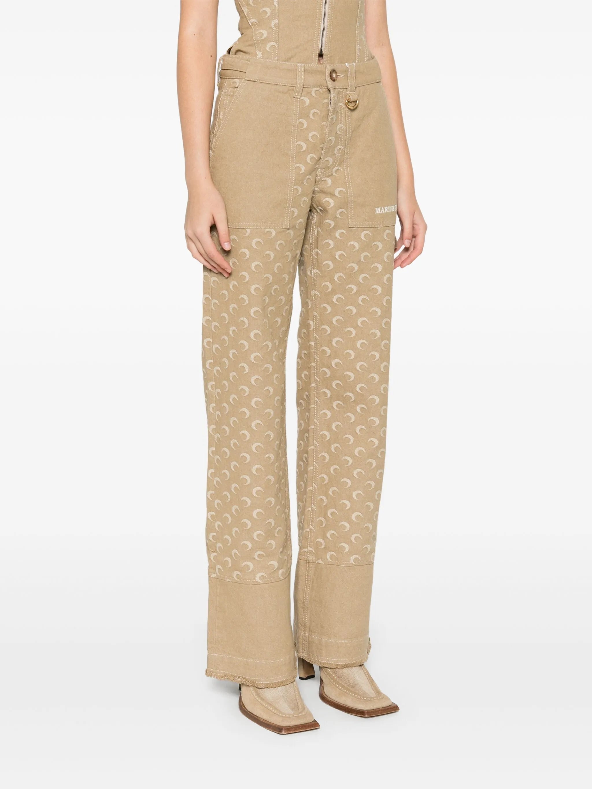 Moon-jacquard twill trousers