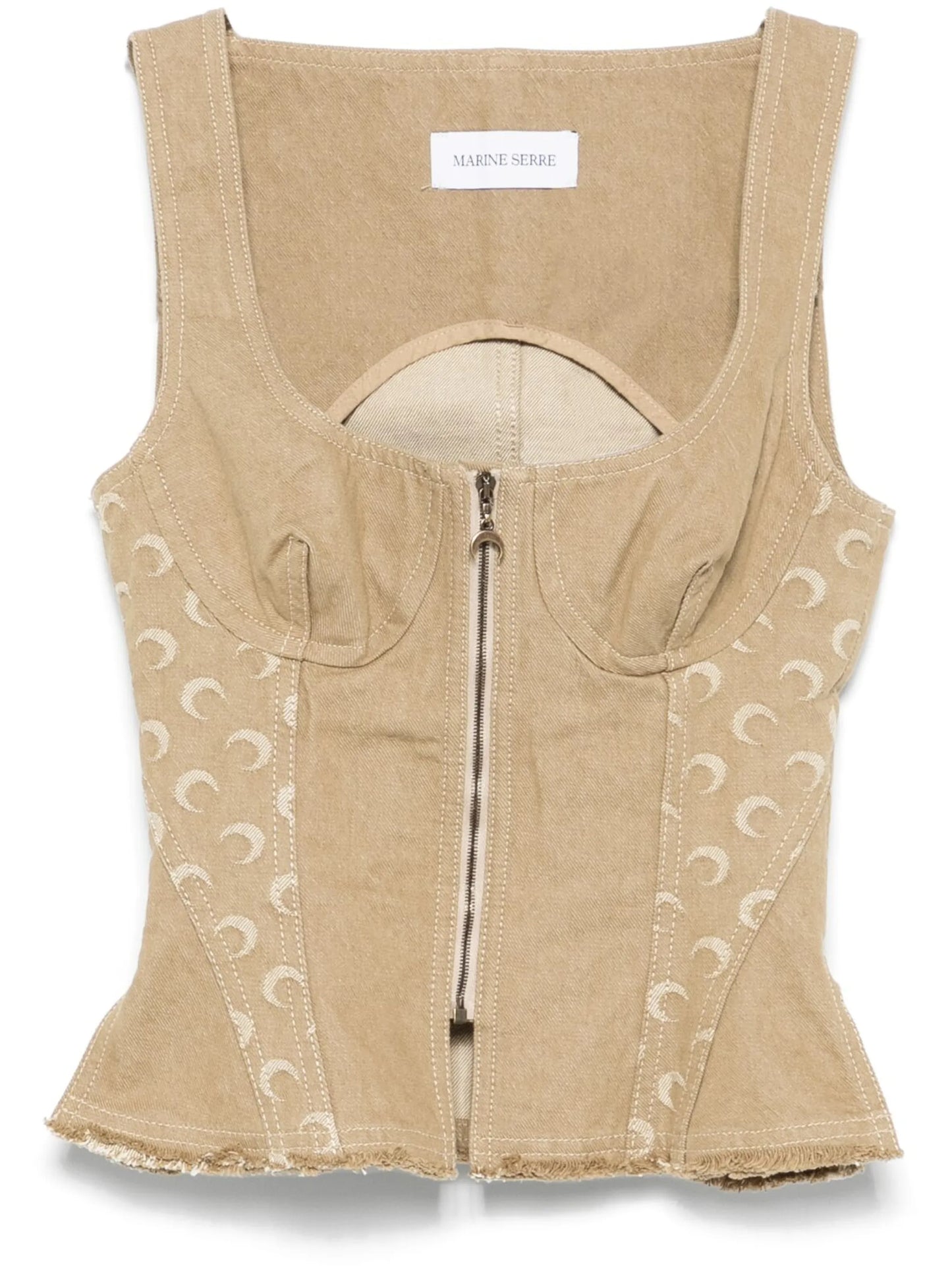 Moon-jacquard corset top
