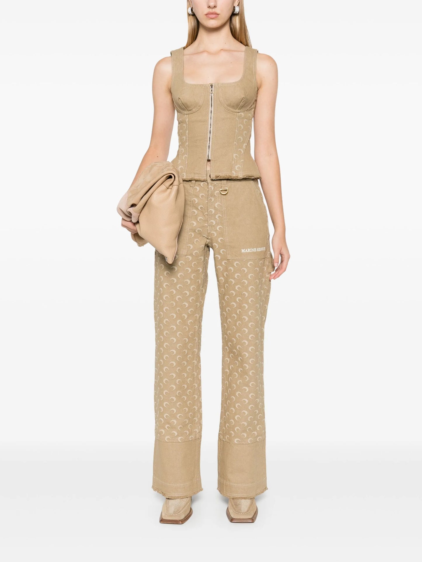Moon-jacquard corset top