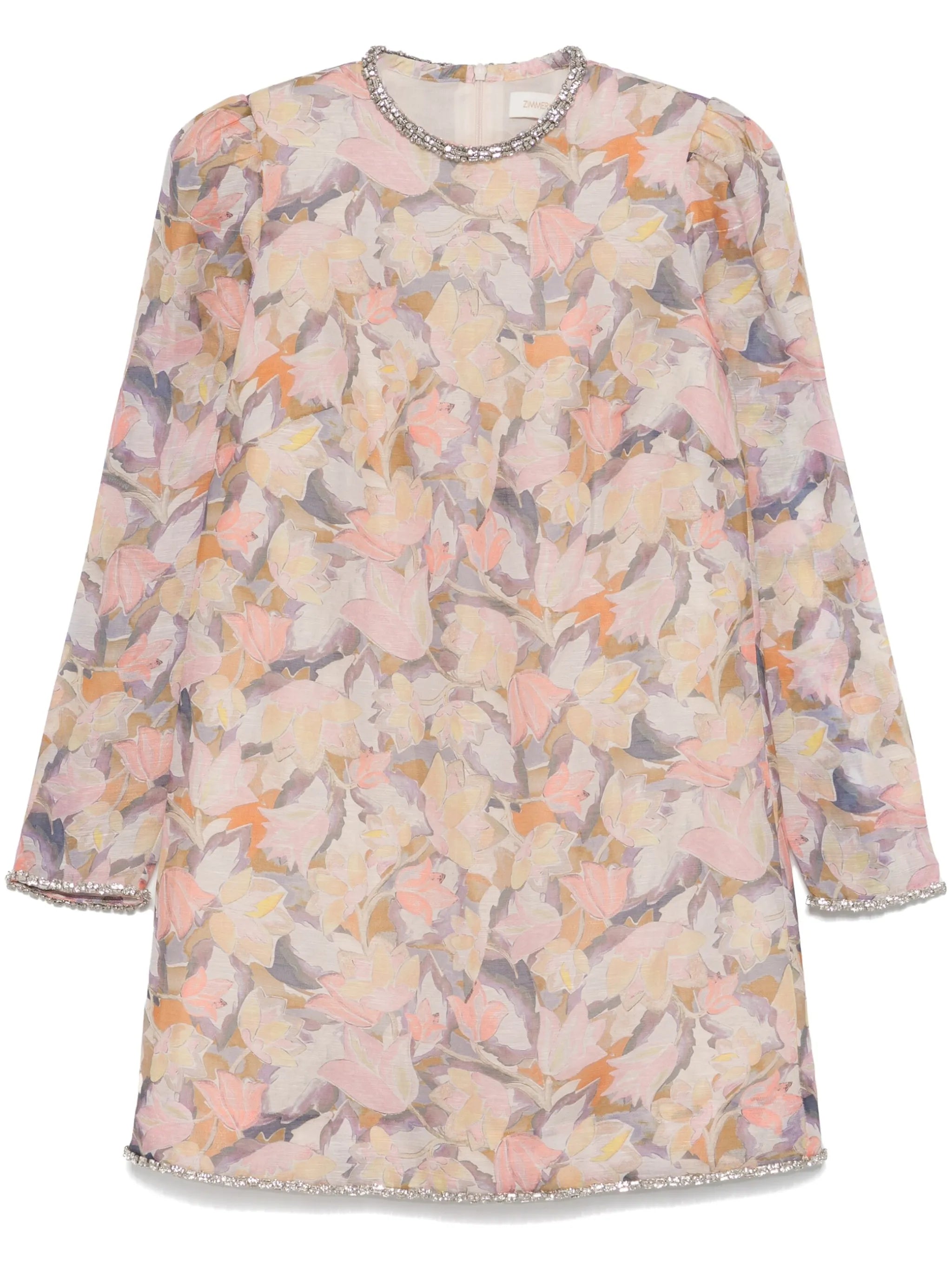 diamante-trim mini dress