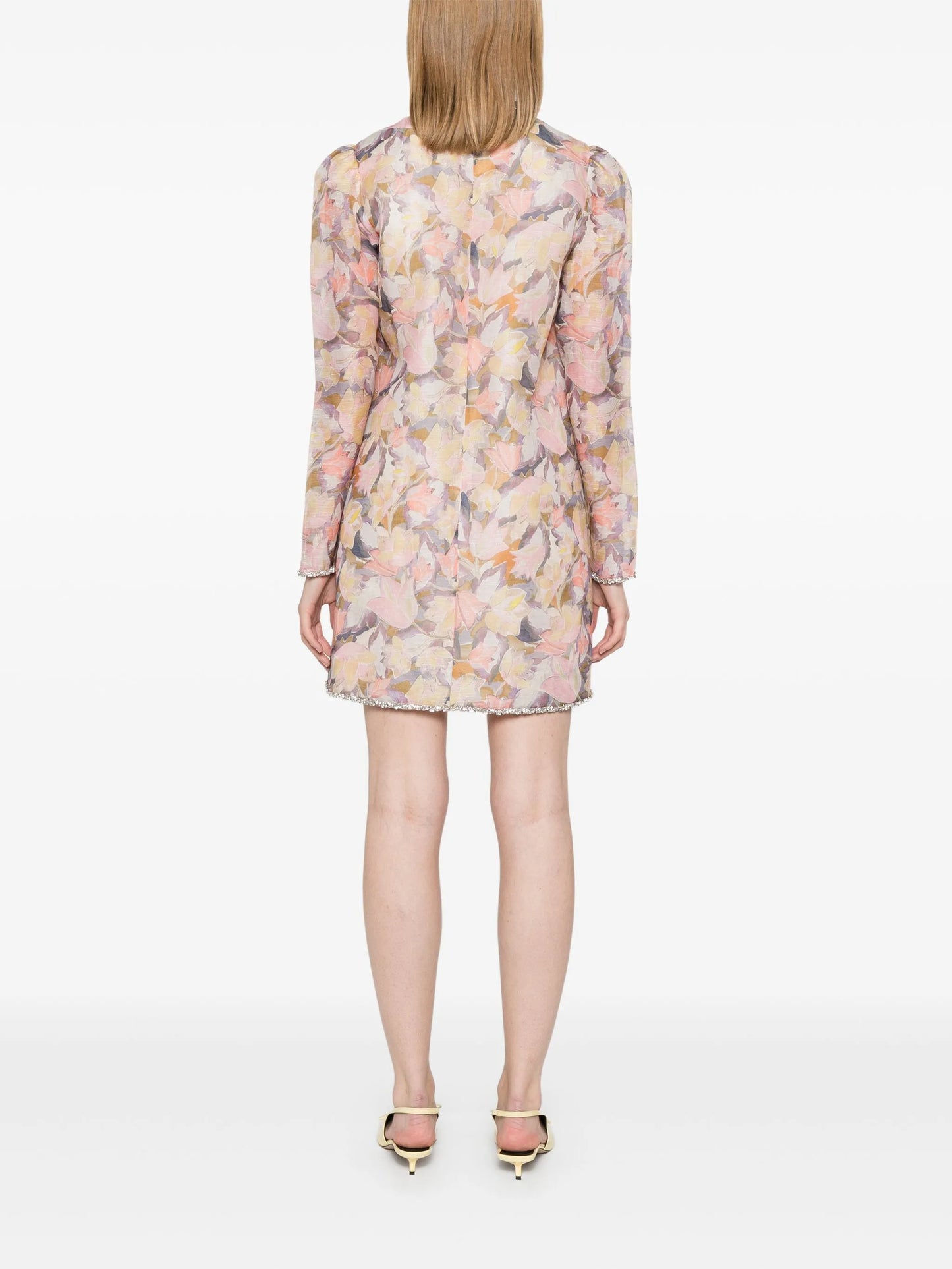 diamante-trim mini dress