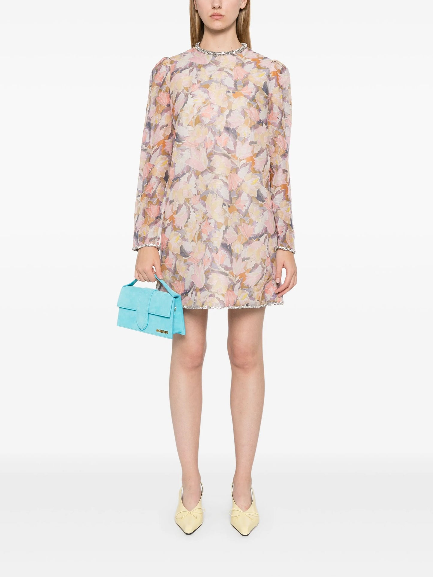 diamante-trim mini dress