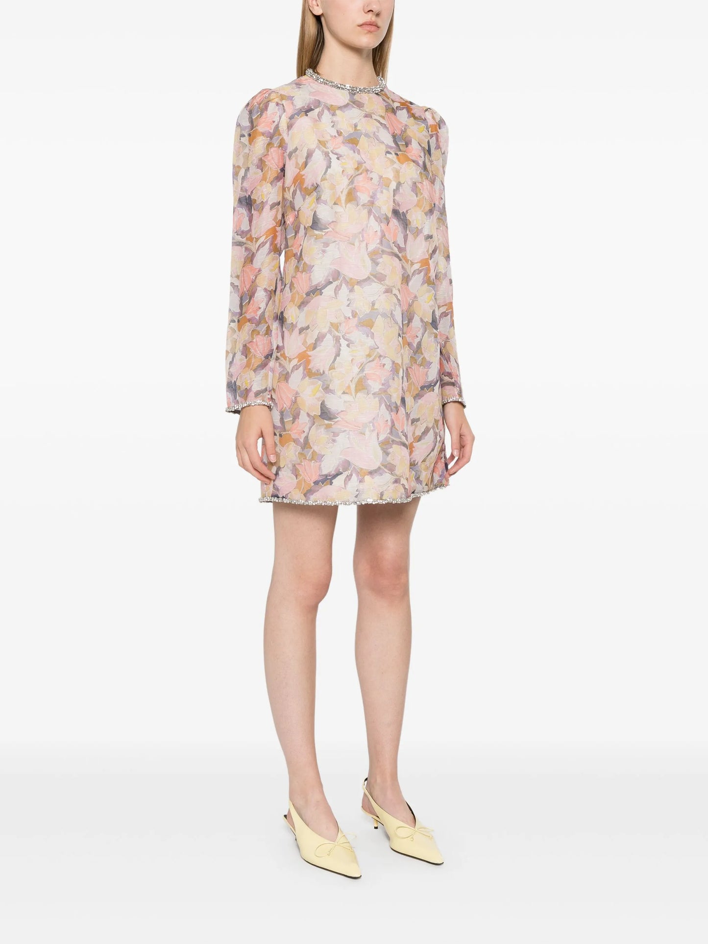 diamante-trim mini dress