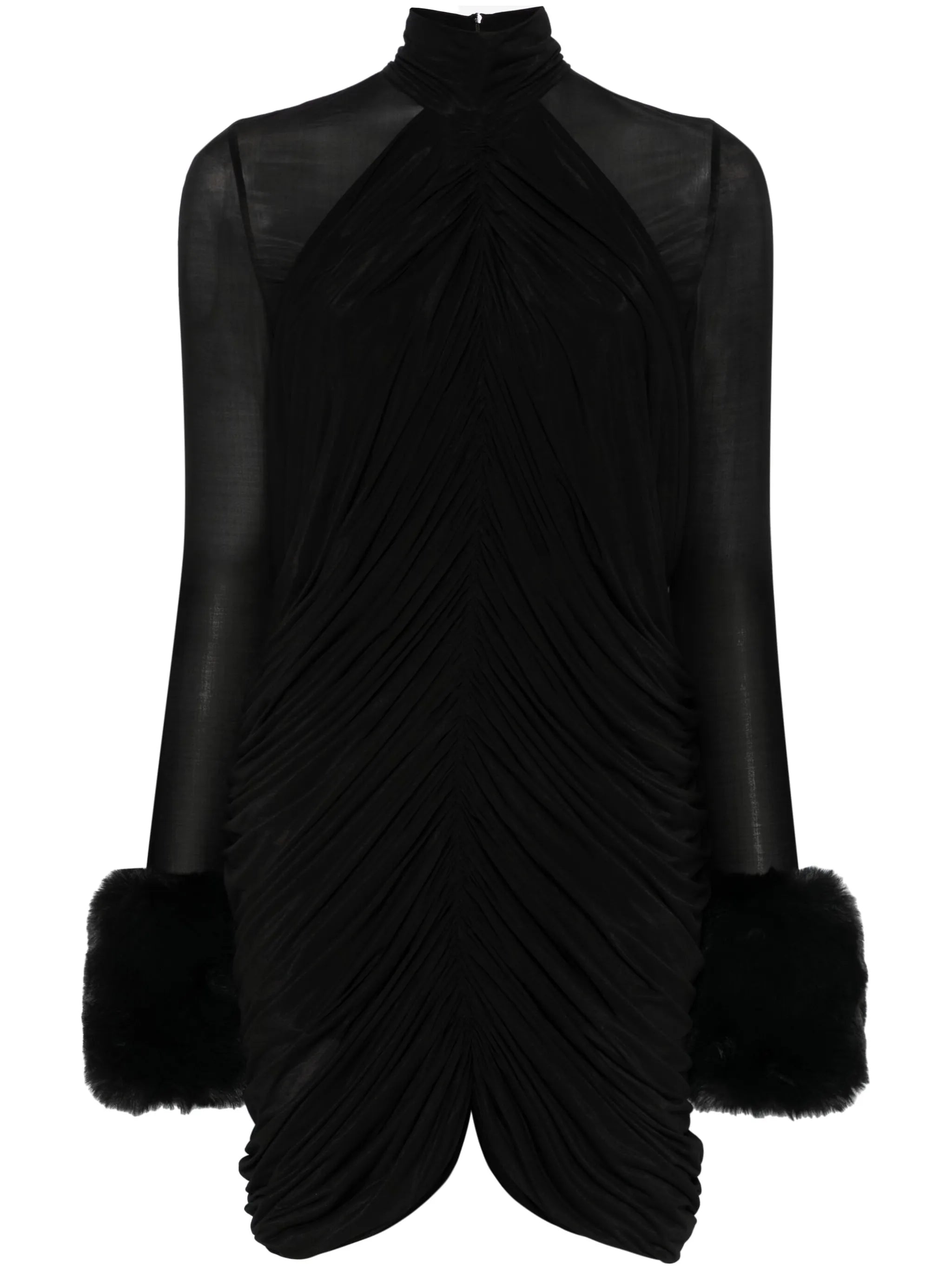 ruched high-neck mini dress