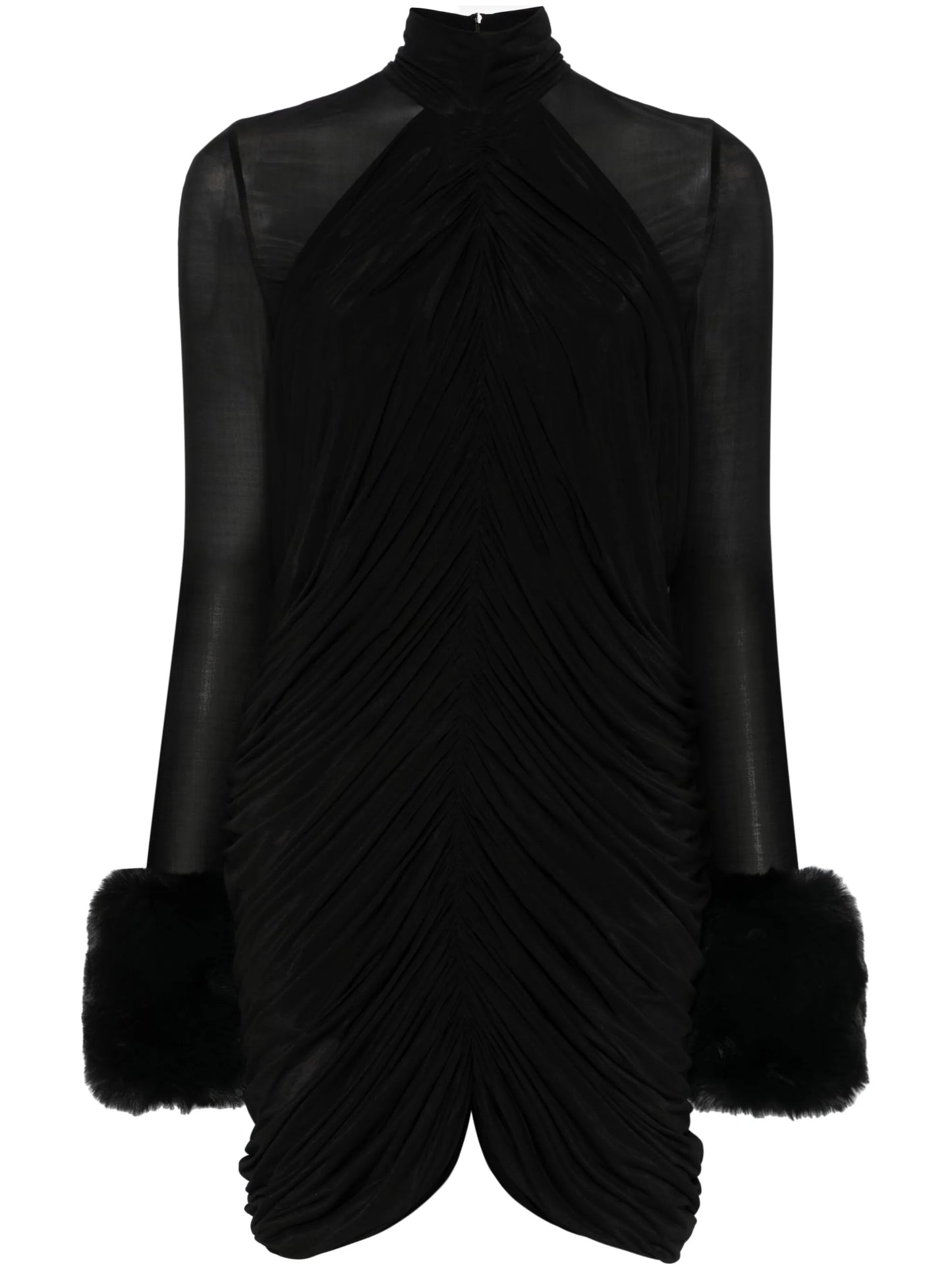 ruched high-neck mini dress