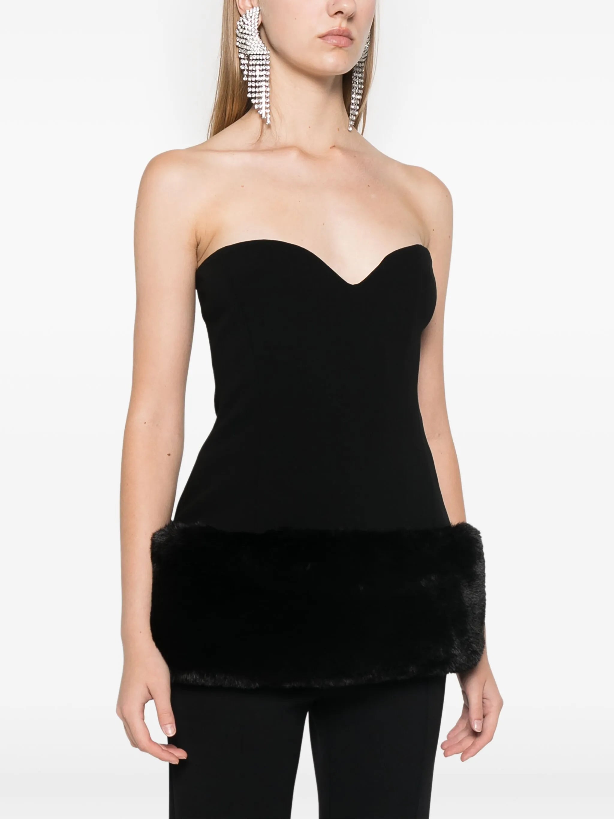 faux-fur trim corset