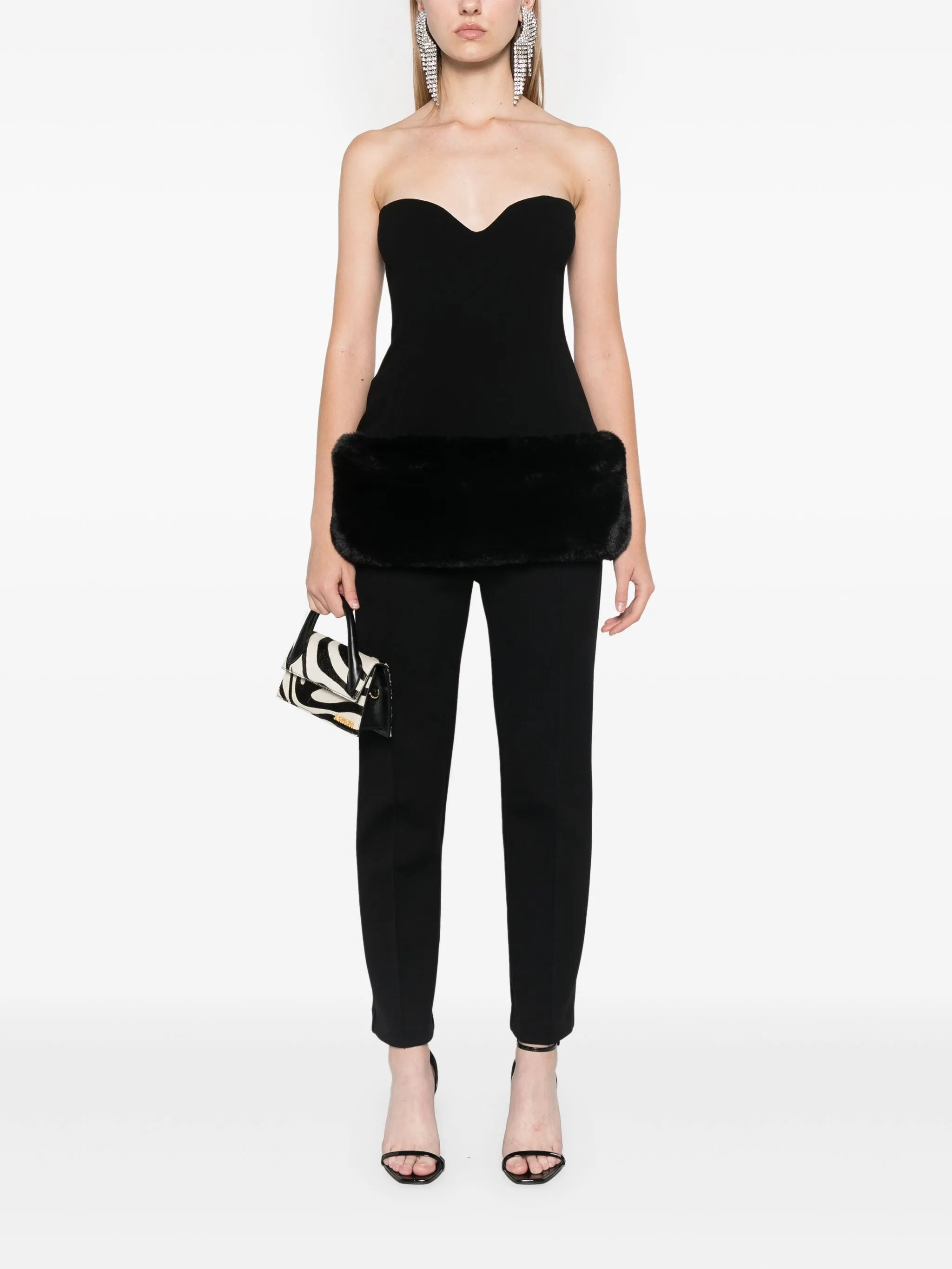 faux-fur trim corset