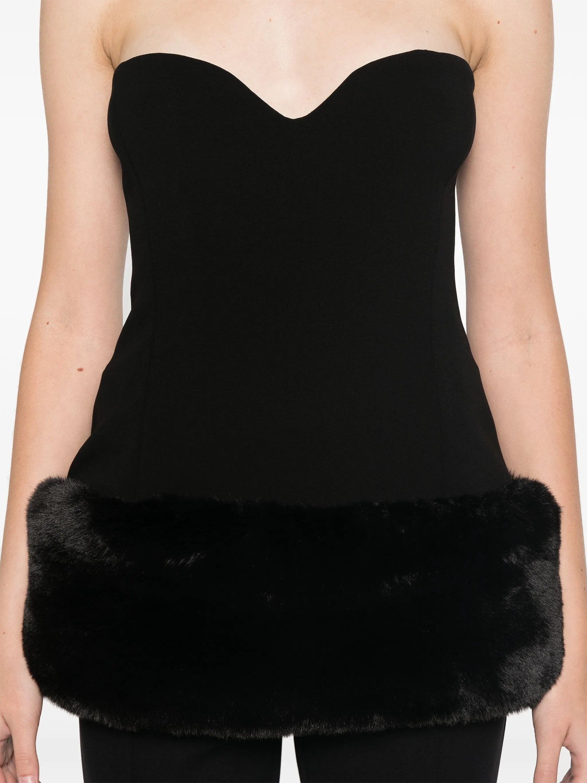 faux-fur trim corset