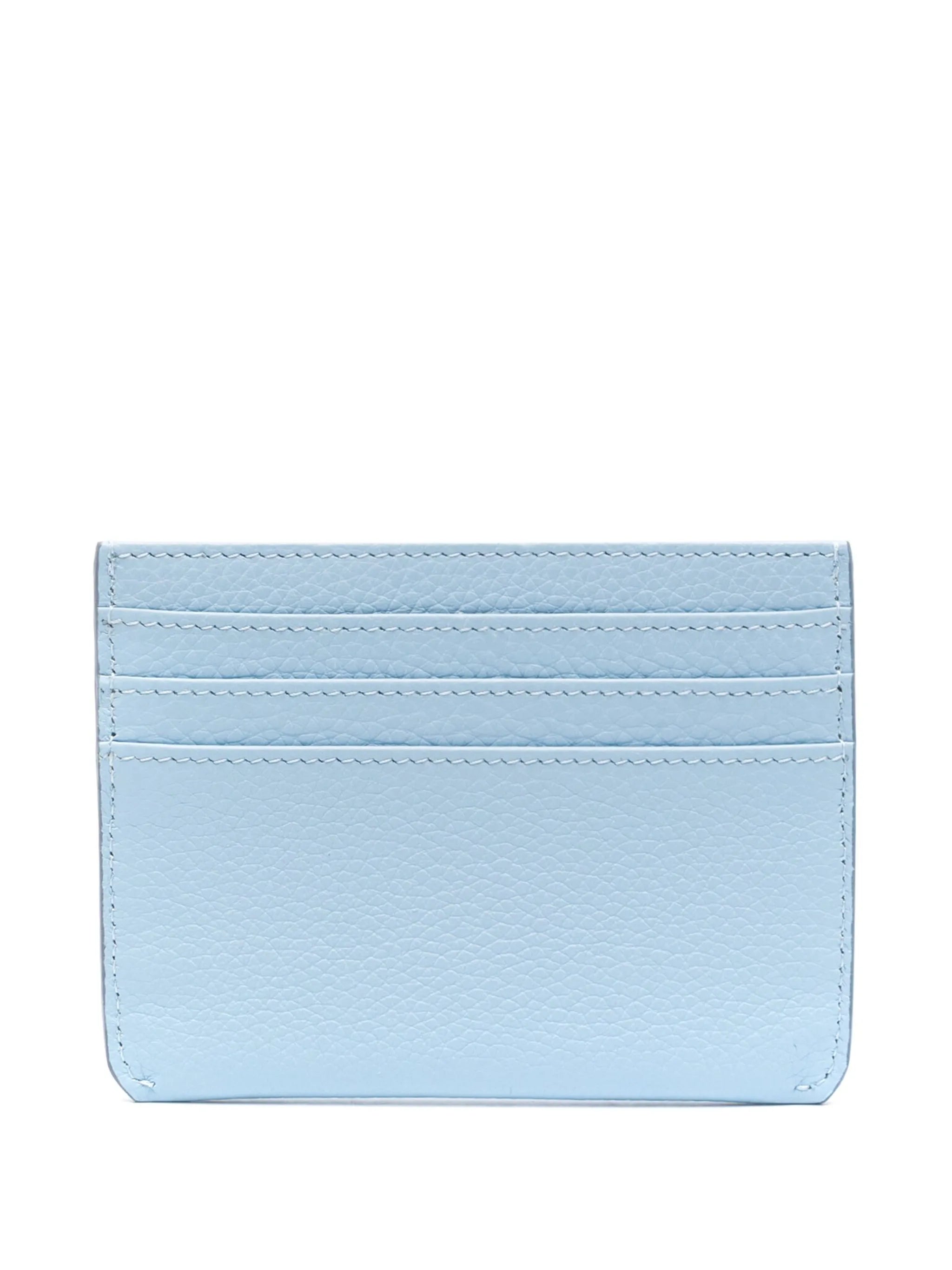 logo-embroidered leather card holder