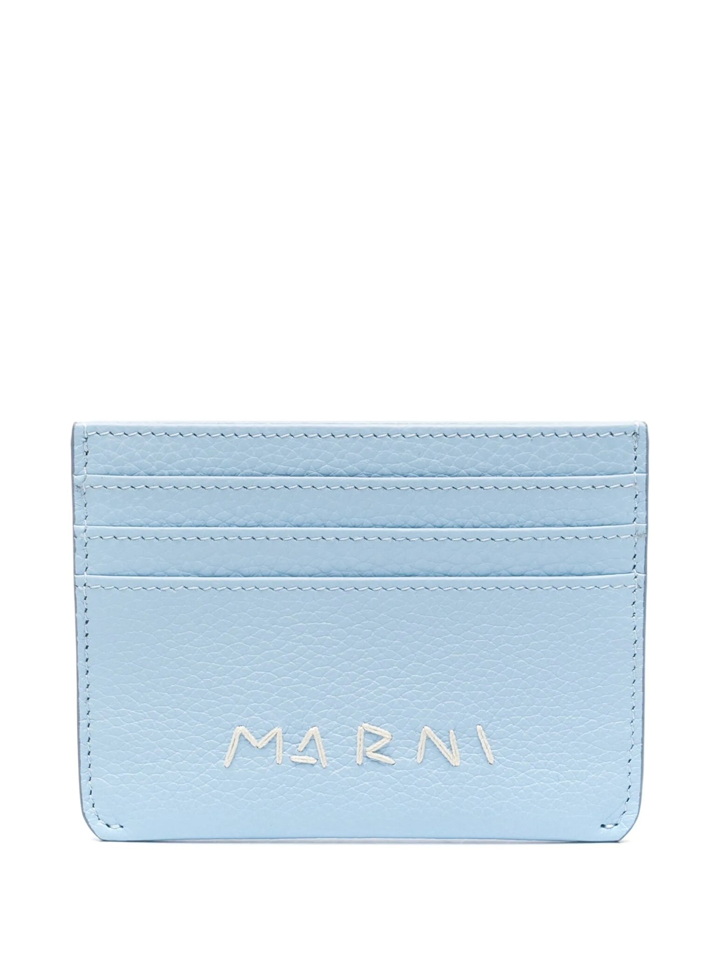 logo-embroidered leather card holder