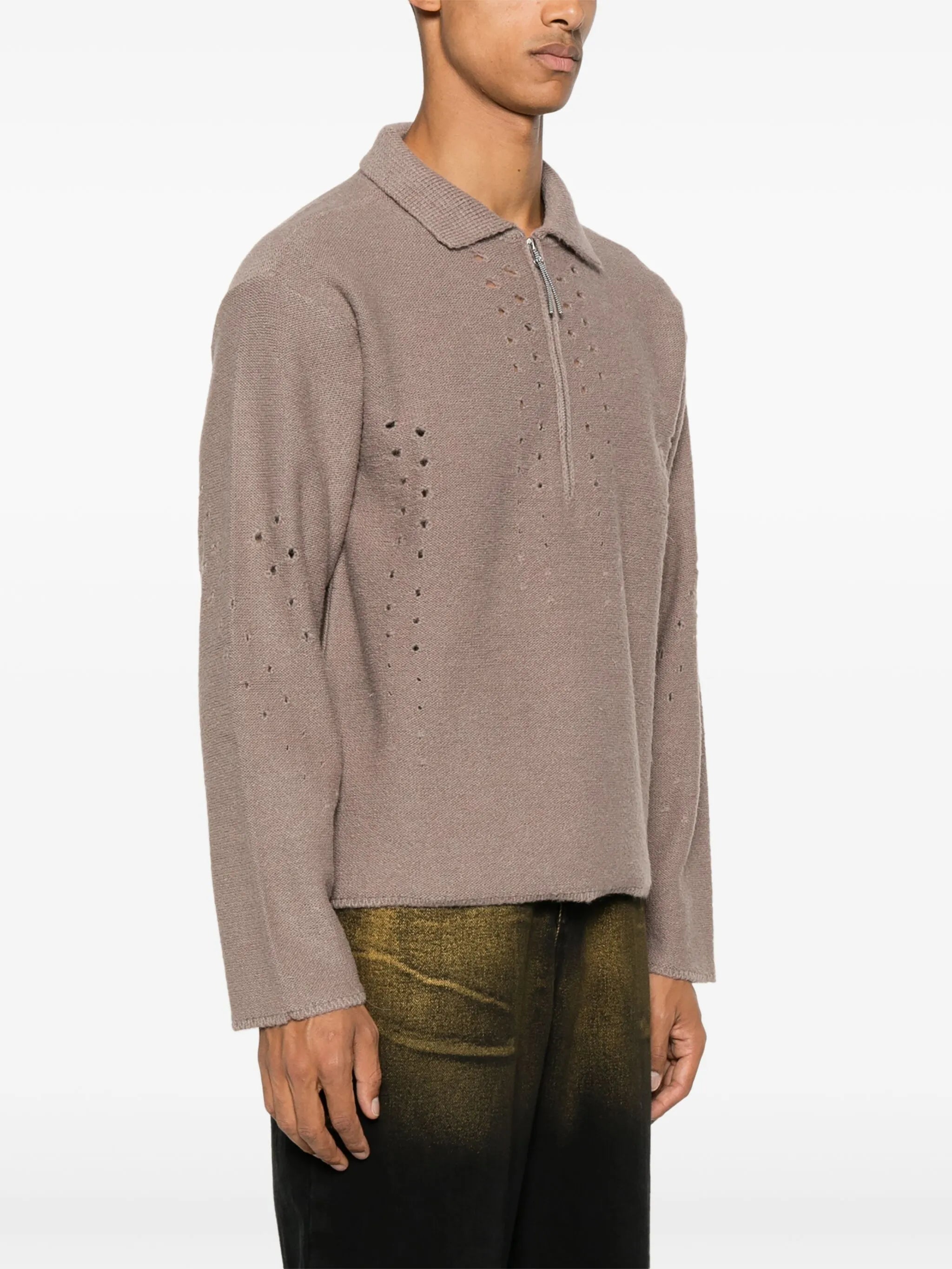 perforated-detail sweater