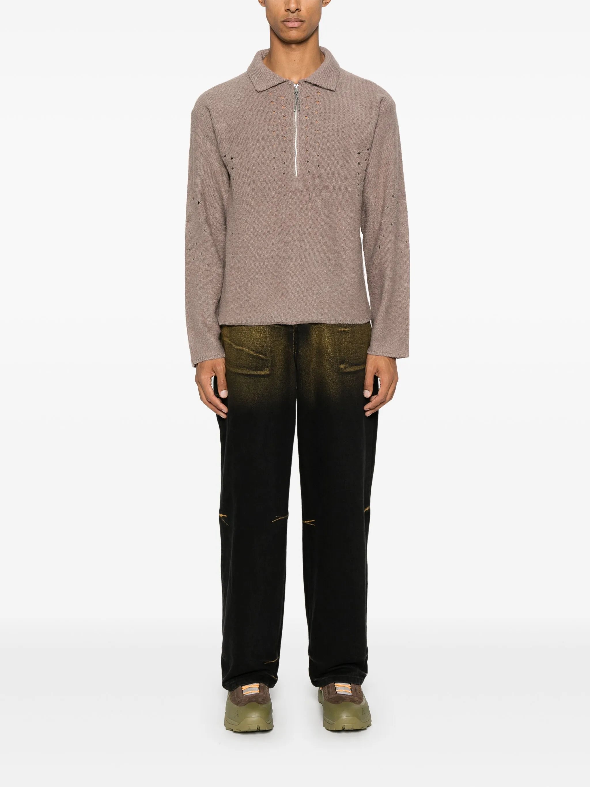 perforated-detail sweater