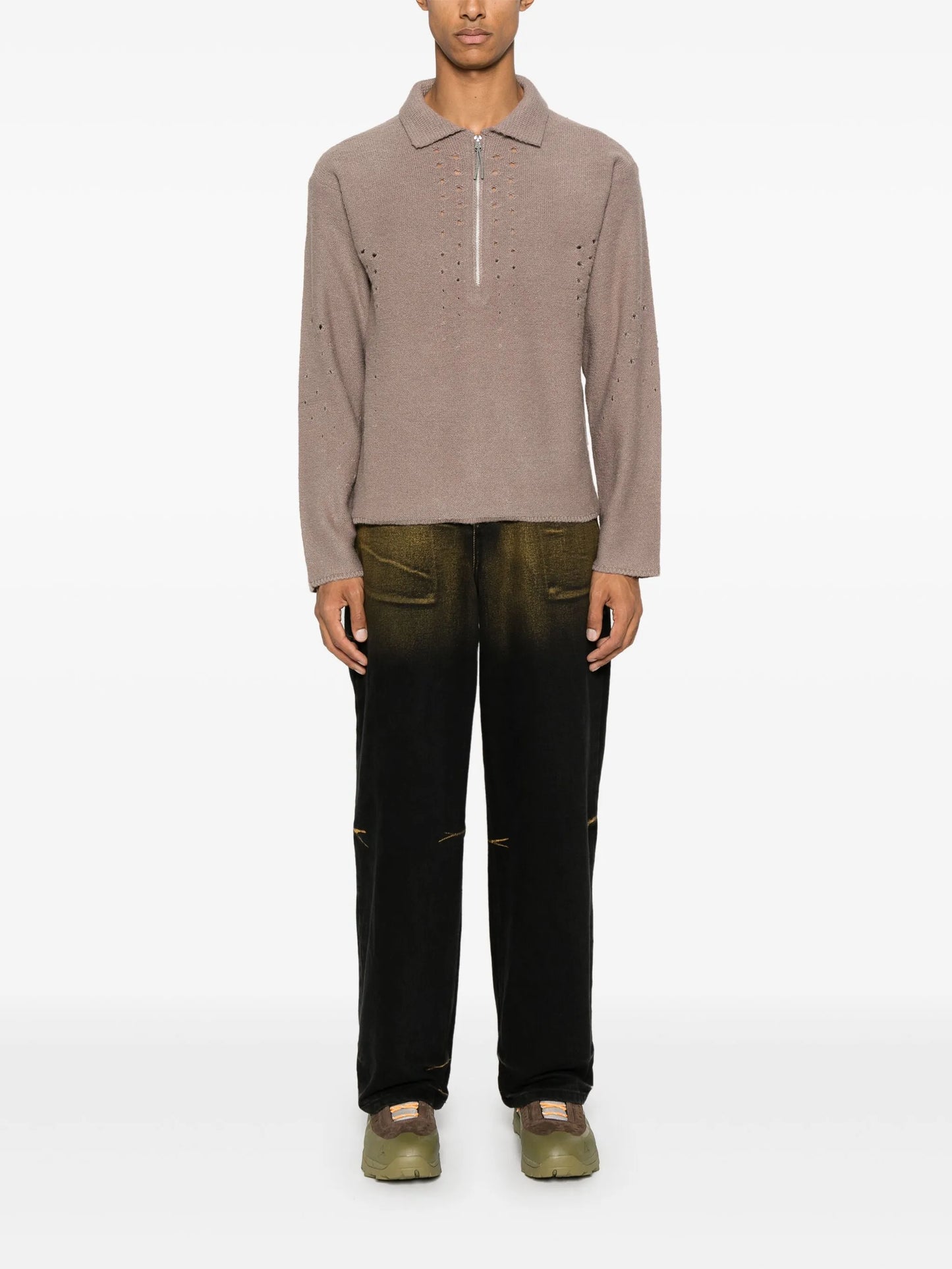 perforated-detail sweater