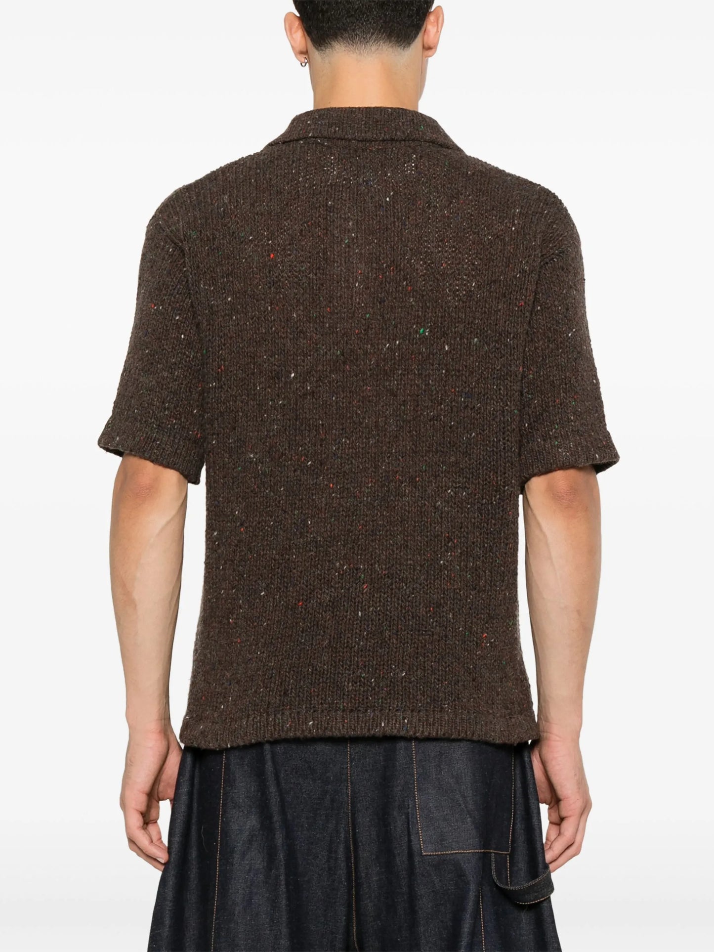 speckle-knit polo sweater
