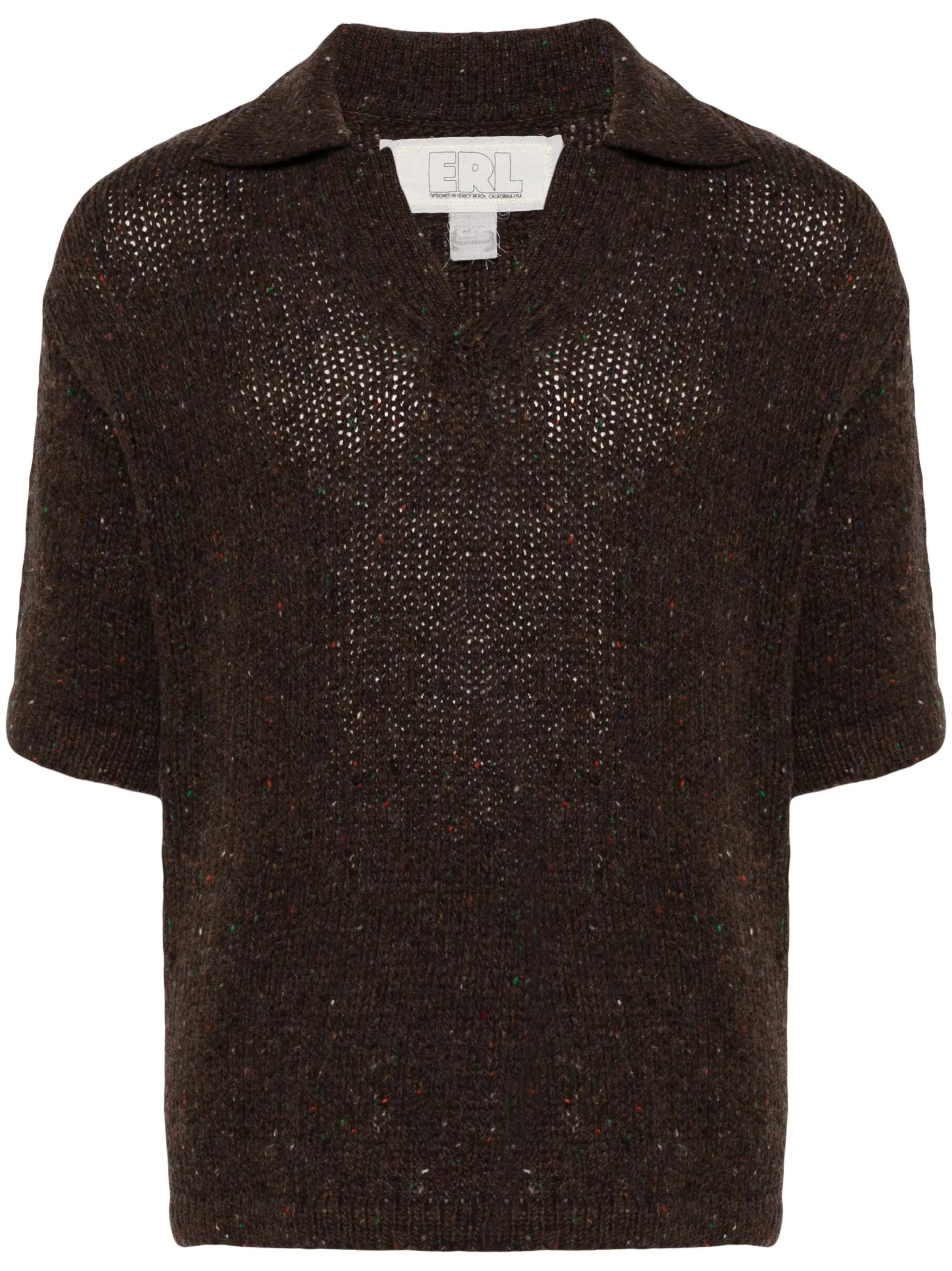 speckle-knit polo sweater