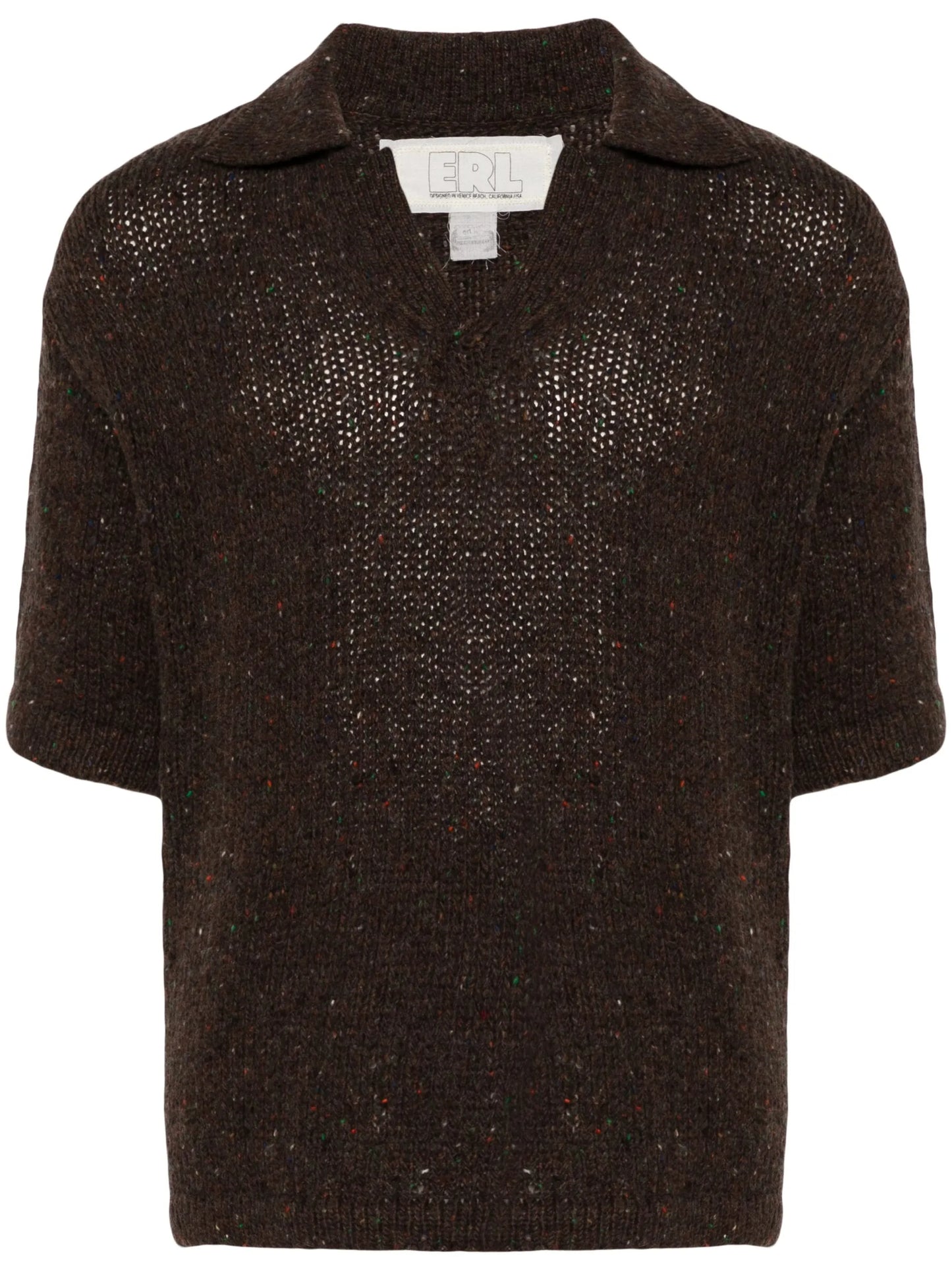 speckle-knit polo sweater