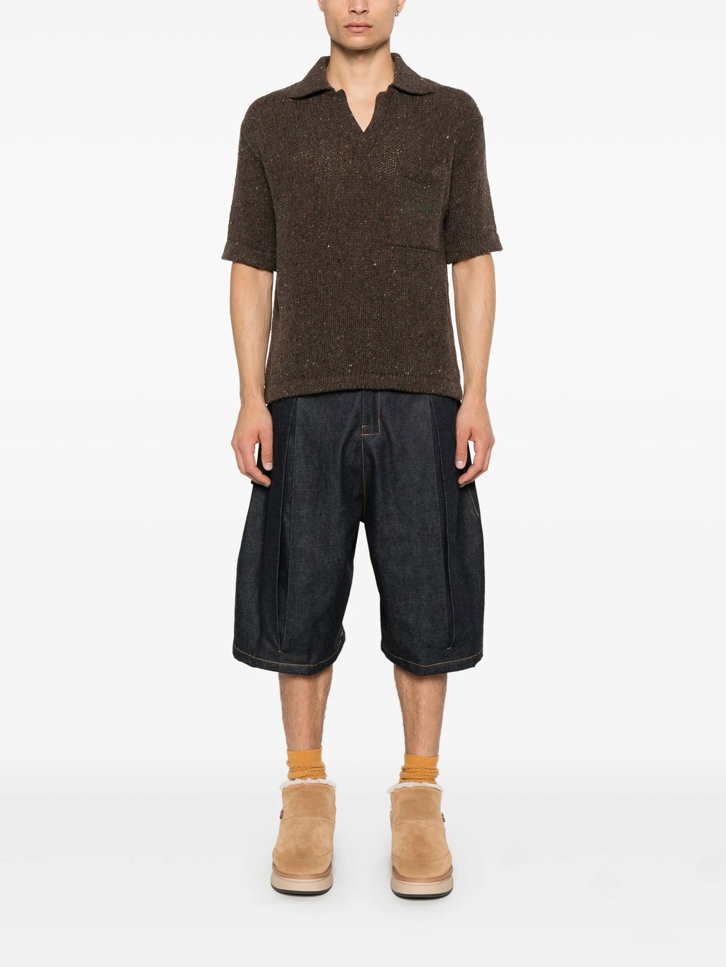 speckle-knit polo sweater