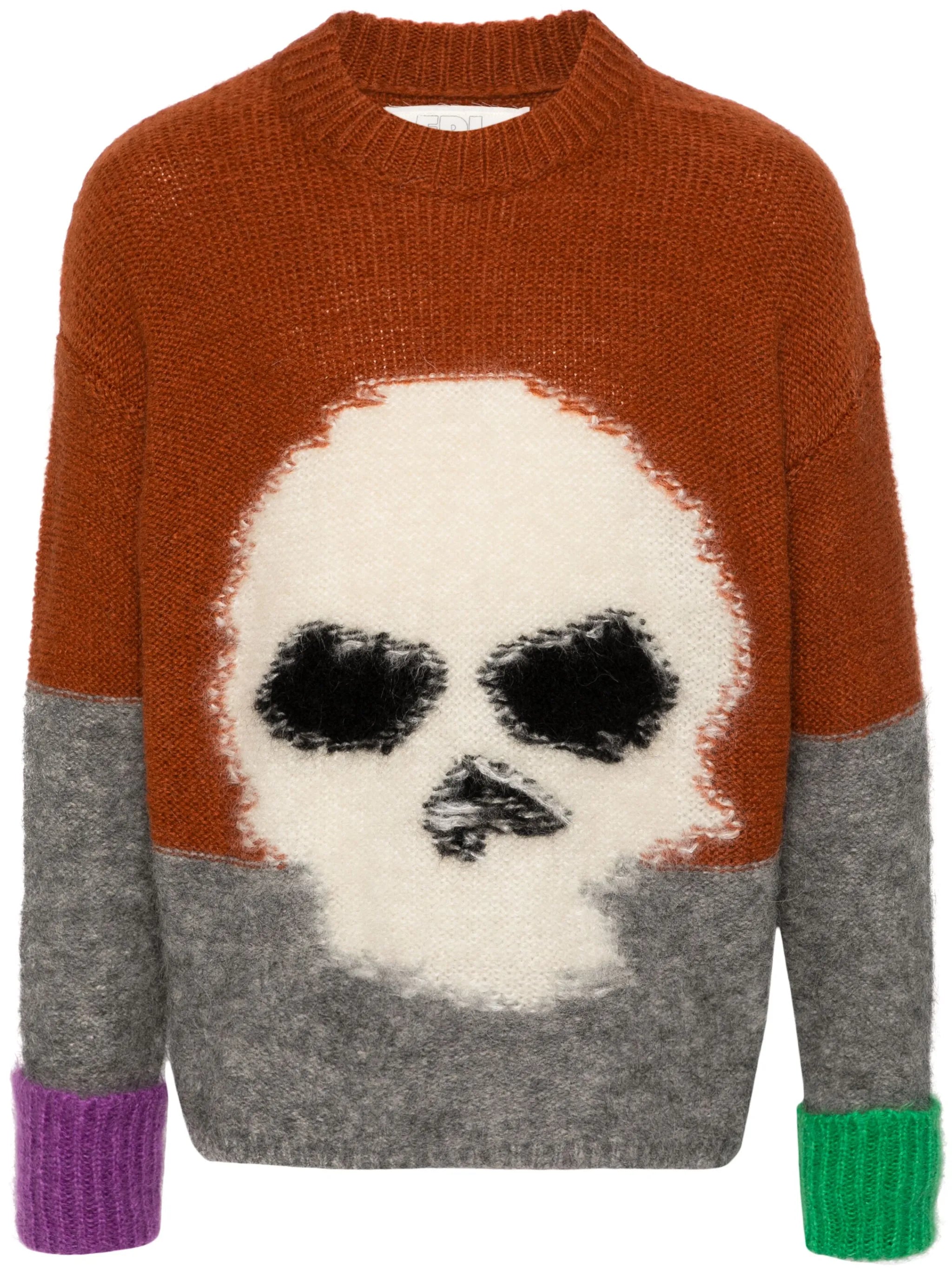 skull intarsia-knit sweater