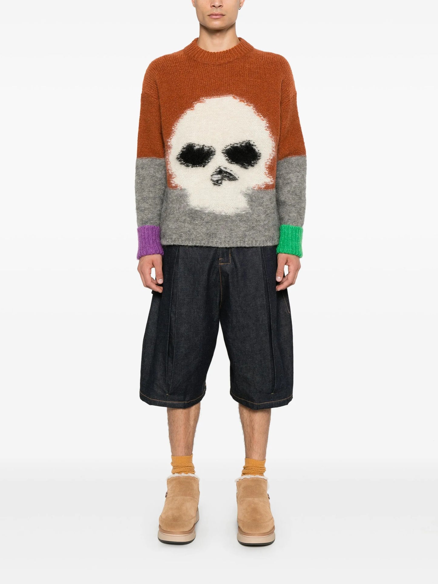 skull intarsia-knit sweater